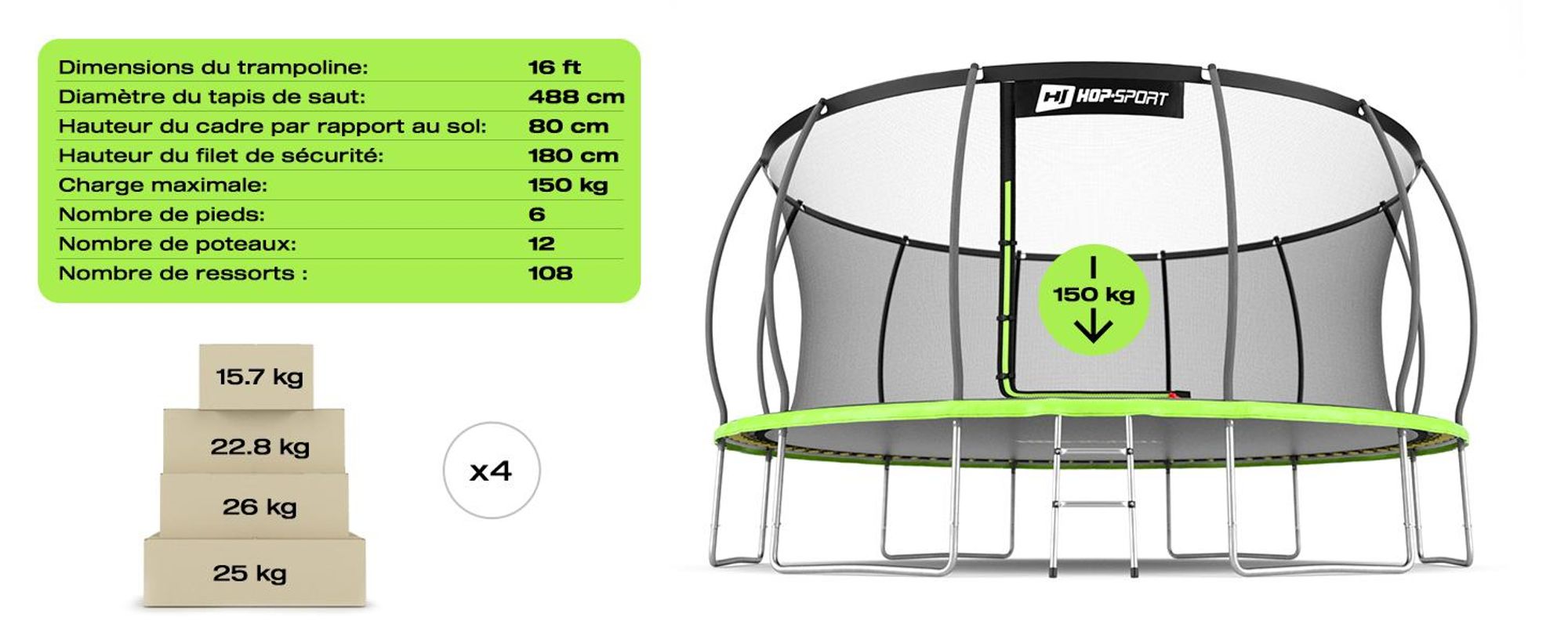 Trampoline de Jardin pour enfants 488 cm