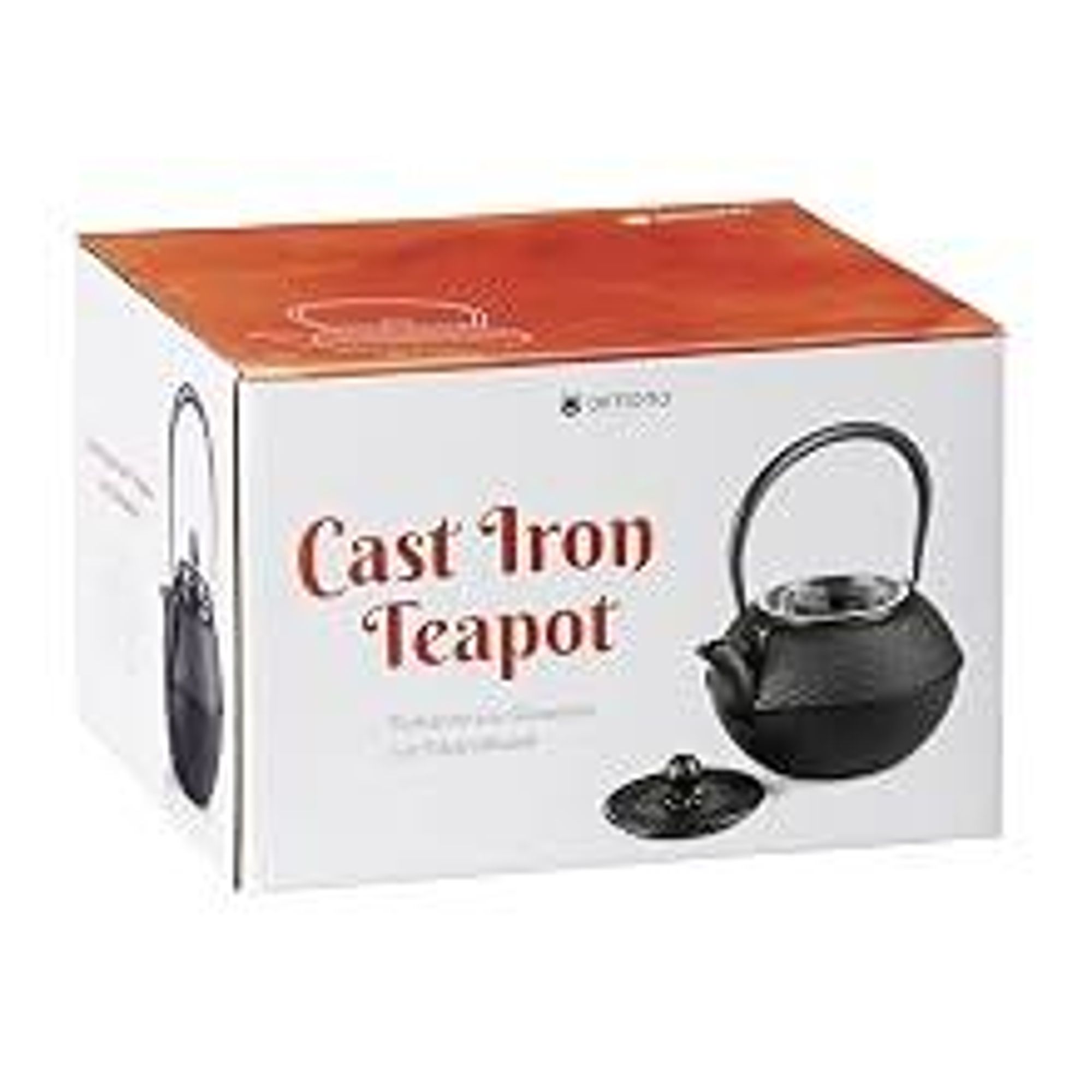 Dimono Asiatische Teekanne aus Gusseisen Schwarz | 1,3L Tee Set mit Stövchen, 2 Tassen & Sieb | Handgefertigt & Emaille-Beschichtung