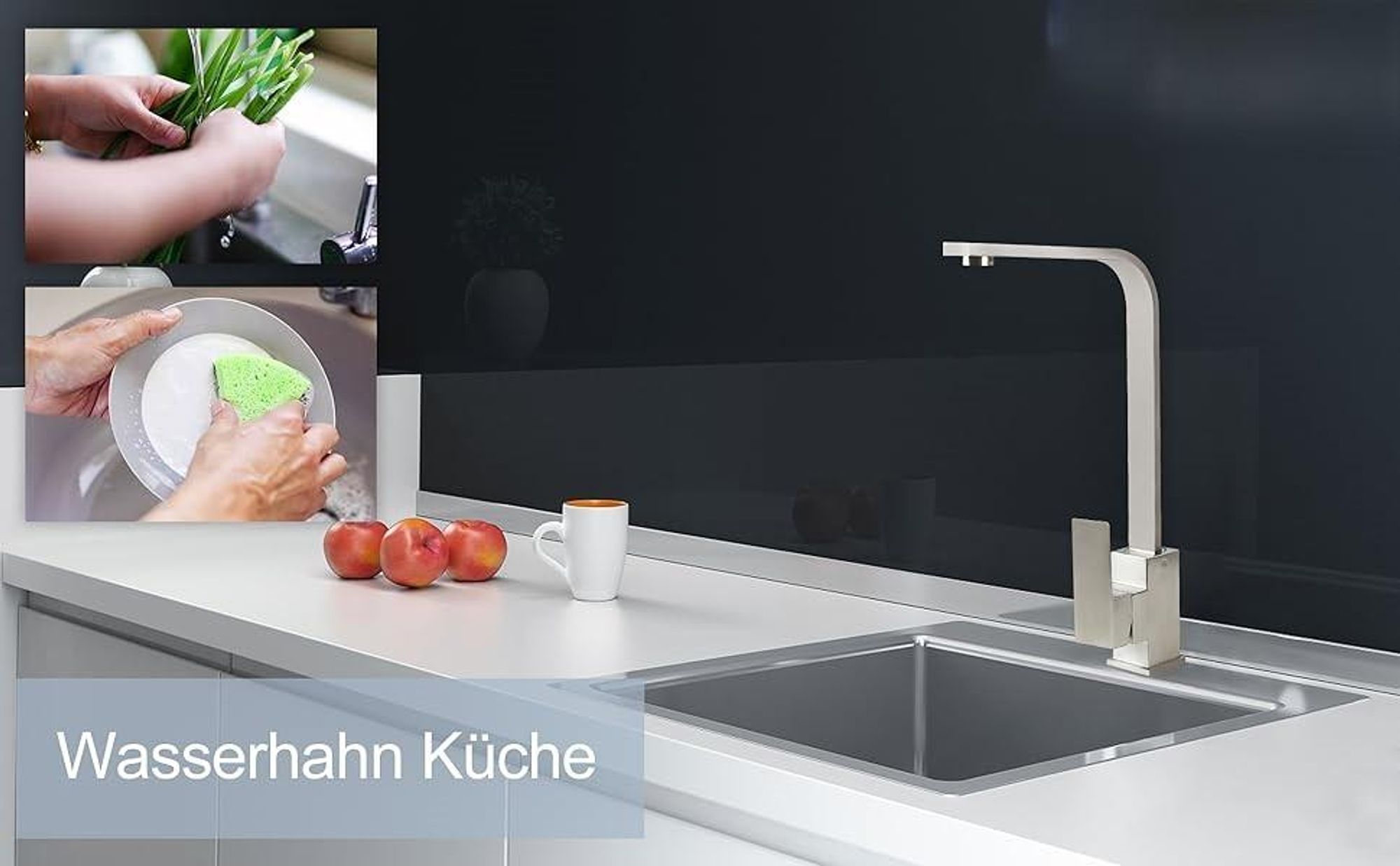 ZMH Wasserhahn Küche Küchenarmatur Hochdruck - Armatur Edelstahl Mischbatterie 360°Schwenkbar Spültischarmatur Küchenwasserhahn einhebelmischer spülarmaturen - Gebürsteter Nickel