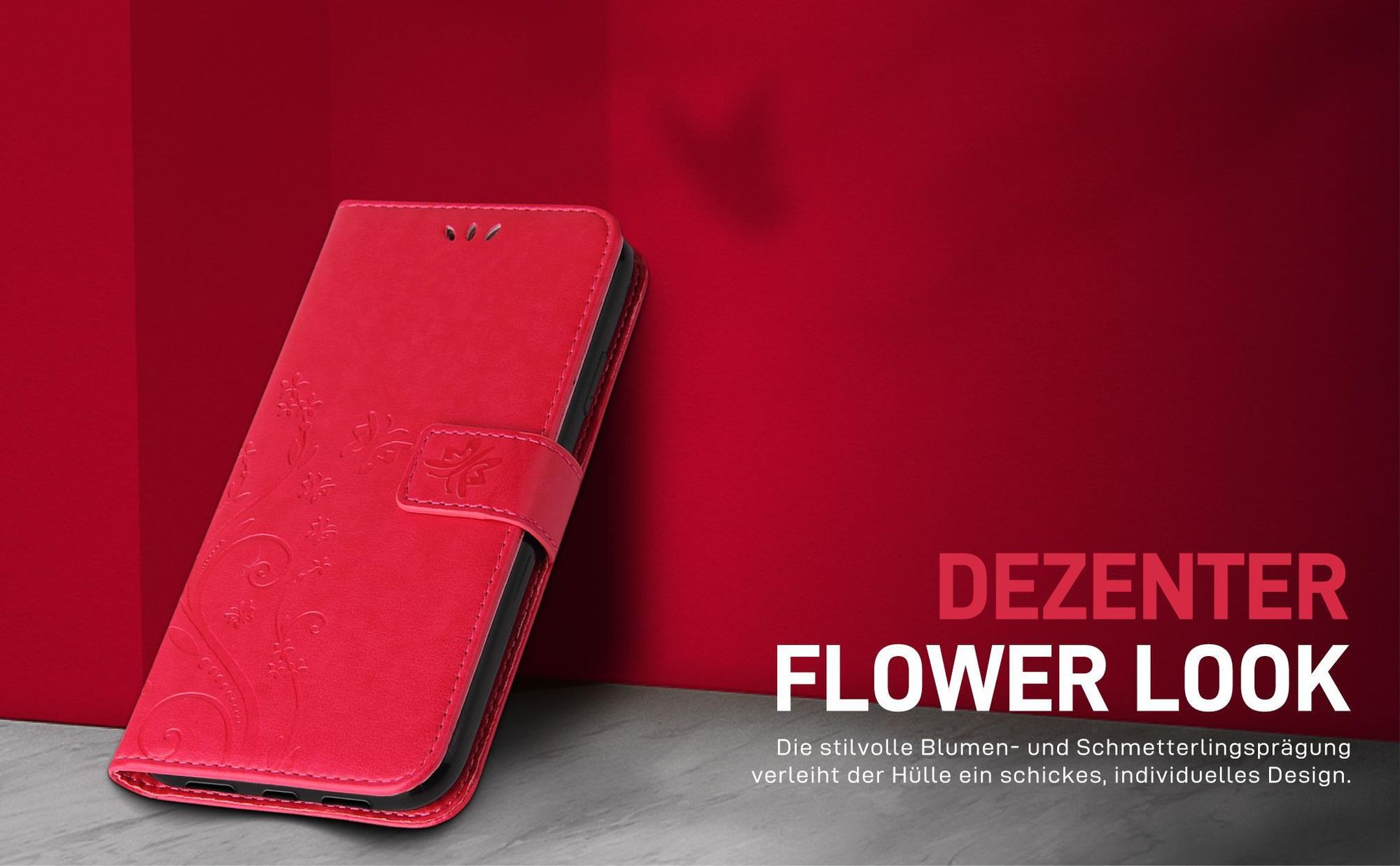 Schutzhülle in Rot für Samsung Galaxy A27 5G mit Kartenfächern und Geldfach für den Alltag