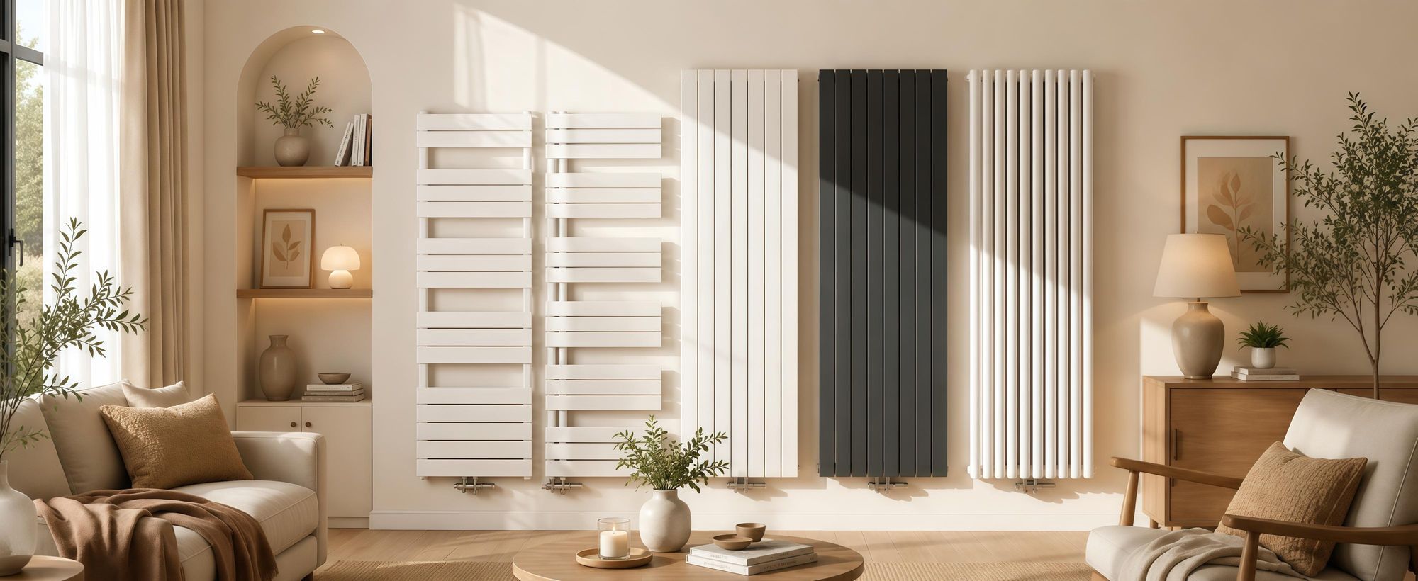 Acezanble Paneelheizkörper Design Flach Heizkörper Vertikal 1600x450 mm 1593W Doppellagig Weiß Mittelanschluss Badheizkörper