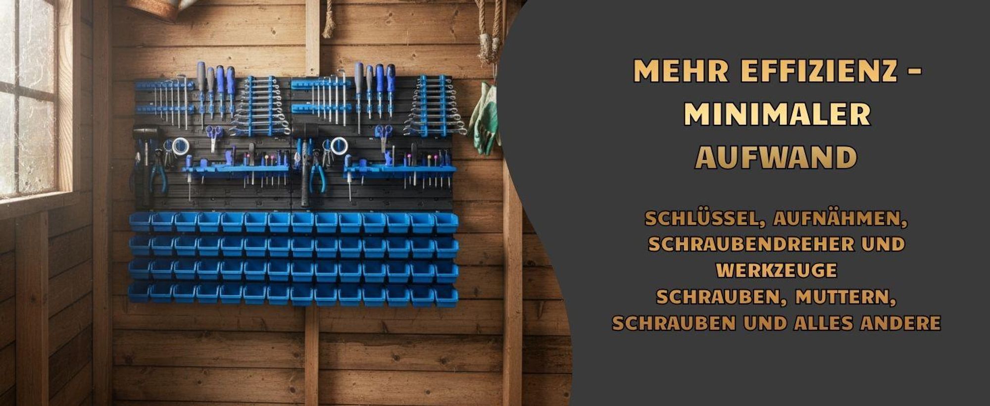 Lagersystem Wandregal 115x78cm, Werkzeughalterungen,  56 stck. Stapelboxen Schüttenregal Sichtlagerkästen, Extra Starke Wandplatten, Regal Erweiterbar, Werkstattregal Lagerregal Werkstattwandregal Ste