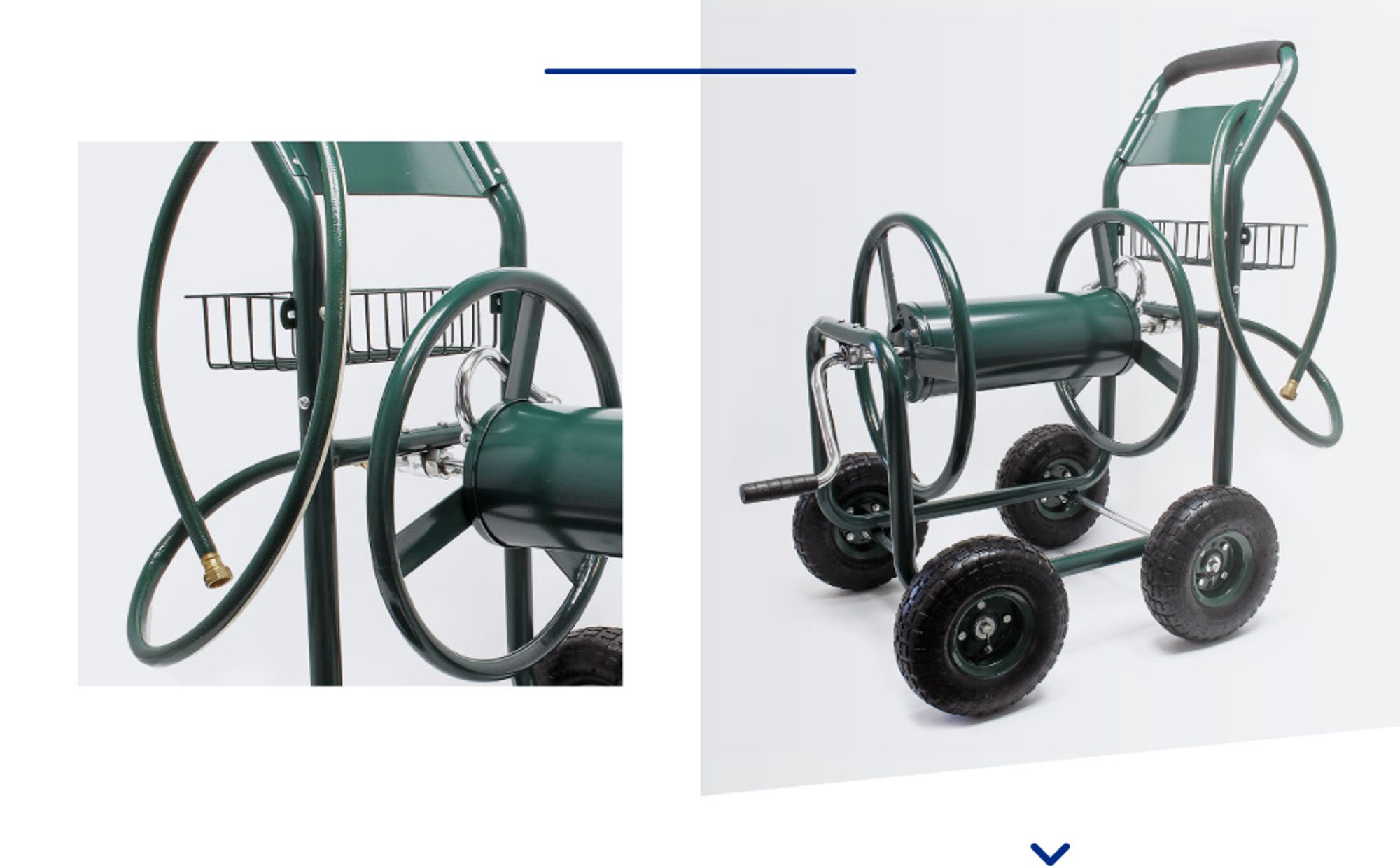 Wiltec Schlauchwagen ohne Schlauch, Schlauchaufroller für 3/4" (19 mm) Gartenschlauch bis 70 m, mit Reifen Ø 25cm Gartenschlauchwagen, Gartenschlauchtrommel
