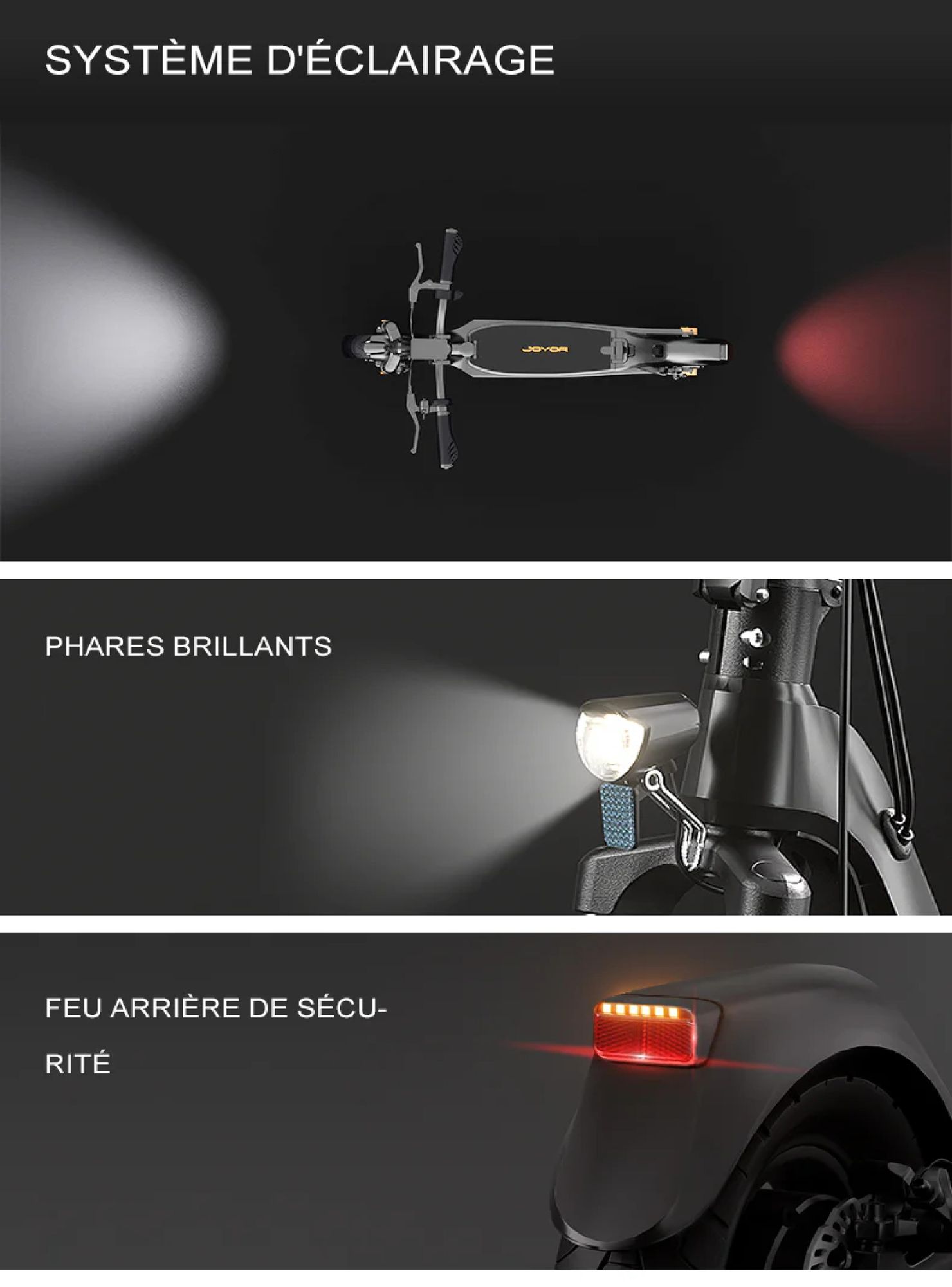JOYOR C10E ABE Certified Pliable Trottinette électrique - Batterie 48V10.4AH Pneus de 10 Pouces - Noir