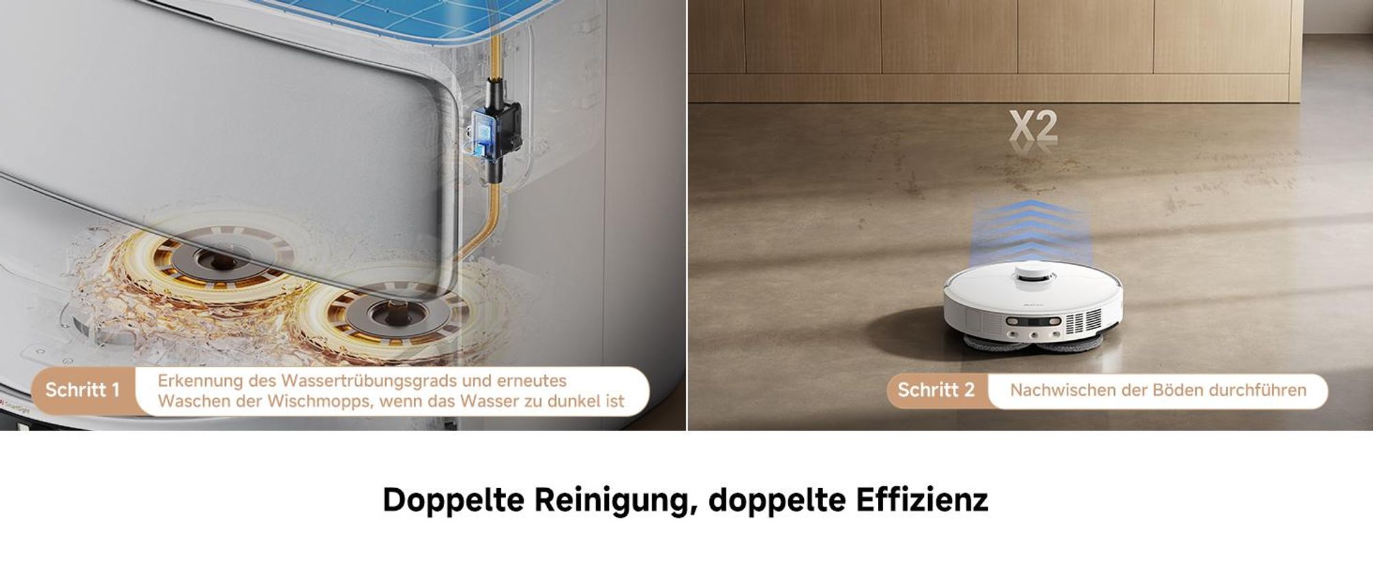 MOVA P50 Pro Ultra Saugroboter 19.000 Pa, Mopp 75 °C, LDS, AI+LED Hindernisvermeidung + Reinigungsflüssigkeit