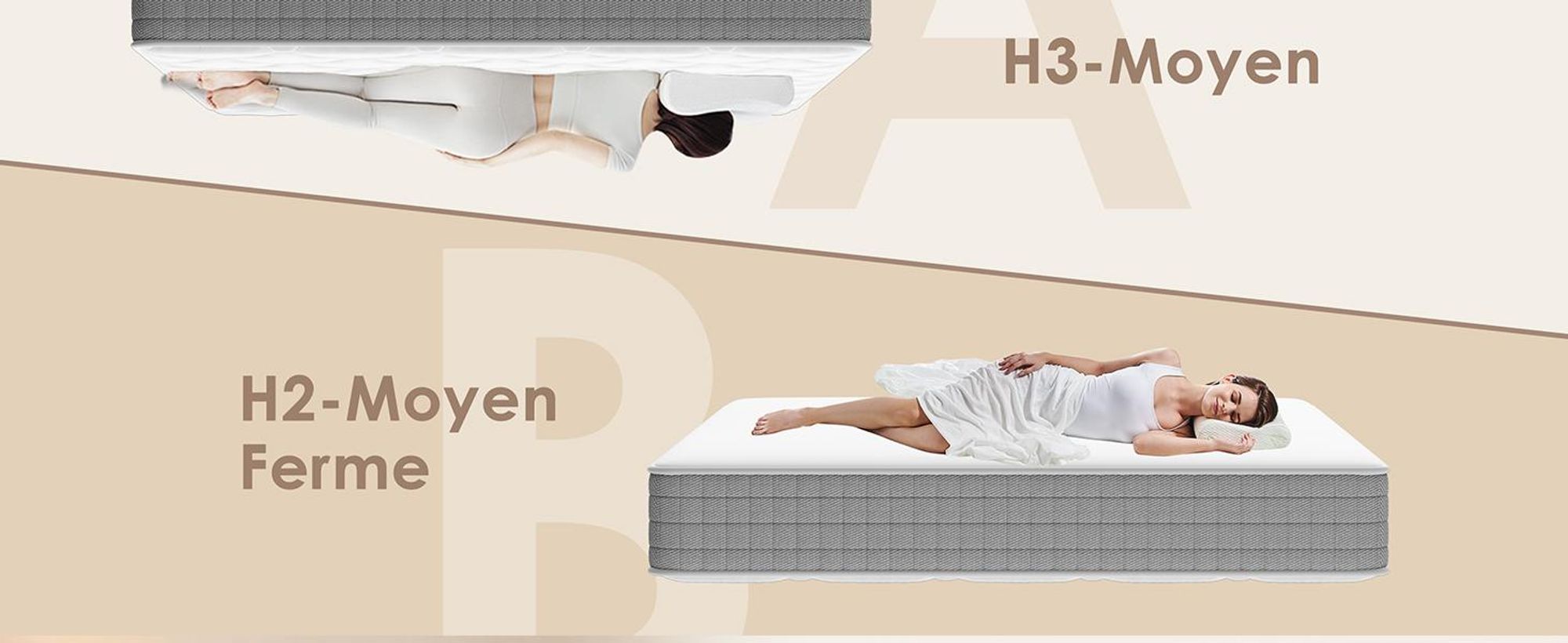 DEWINNER Matelas 90x190 - Épaisseur 22 cm et Mousse A Mémoire Matelas - Fermeté Moyenne - Soutien Parfait - Respirant - Réversible à Deux Faces - Gris