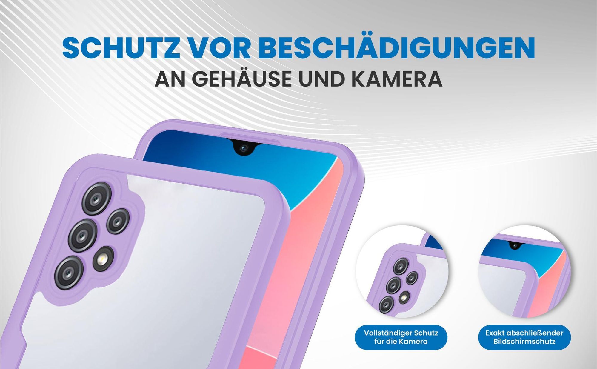 Violette 360 Grad Handyhülle für Samsung Galaxy A32 5G Front und Backcover