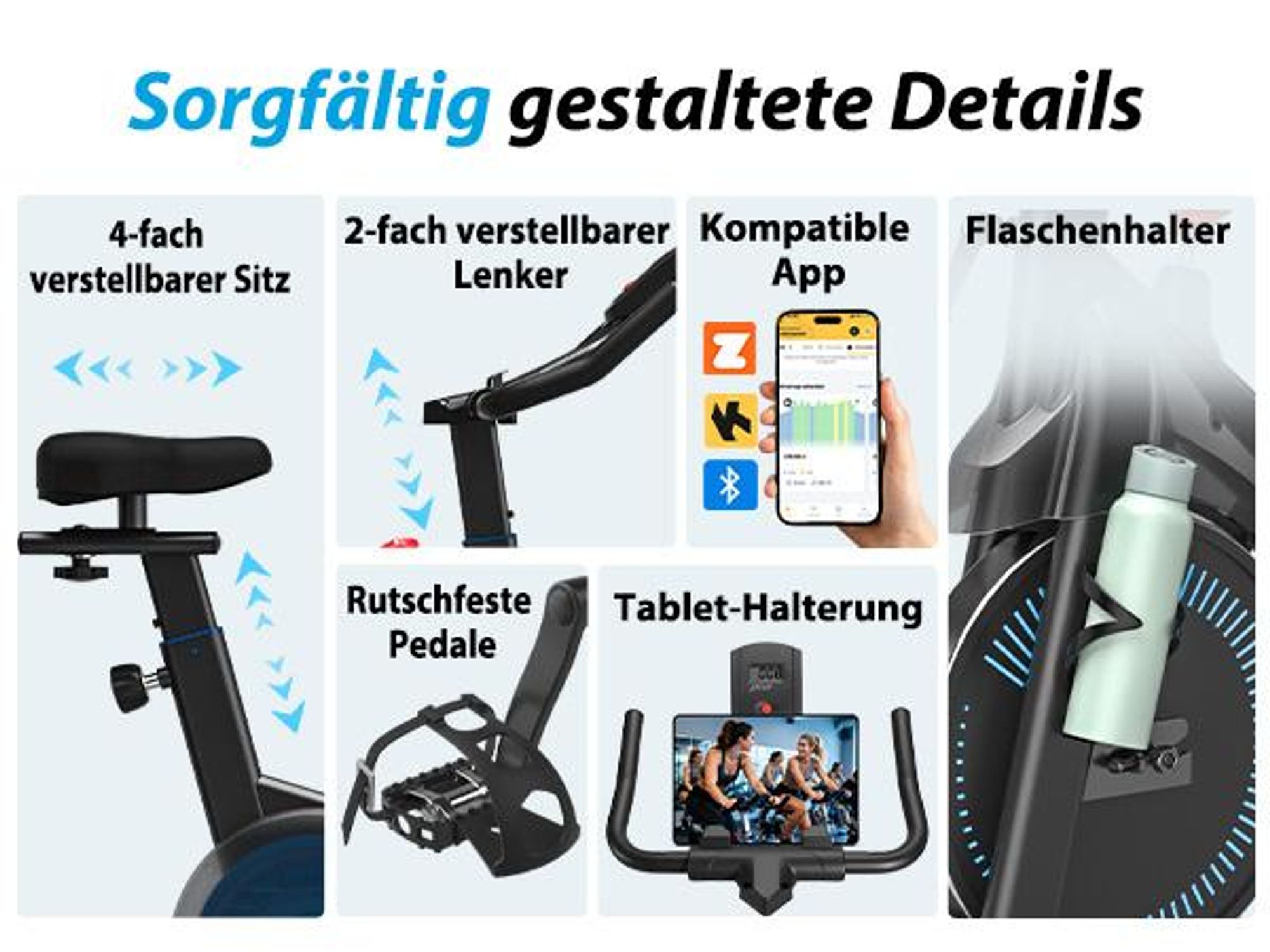 [2026 MODELL] Wenoker Heimtrainer Fahrrad mit Verstellbarem Magnetwiderstand, Ergometer Hometrainer Fahrrad mit APP, Leises Fitnessbike Bis 160kg