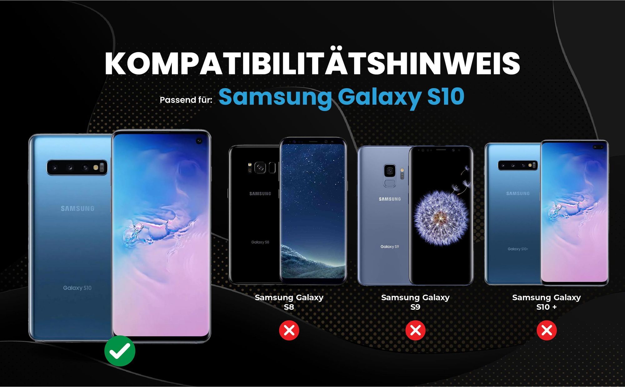 Kompatibilitätshinweise Hülle für Samsung Galaxy S10