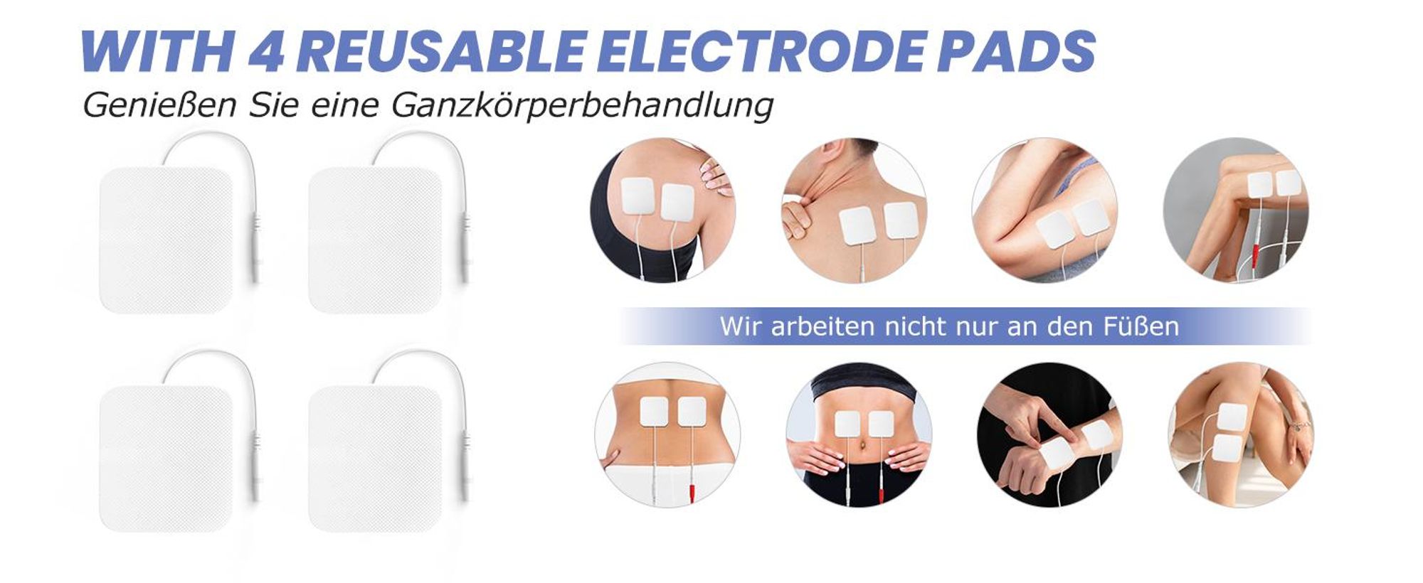 EMS Durchblutungsstimulator Fußmassagegerät | Reizstromgerät gegen Neuropathie & Schwellungen | Inkl. 4 TENS-Pads für Füße & Beine