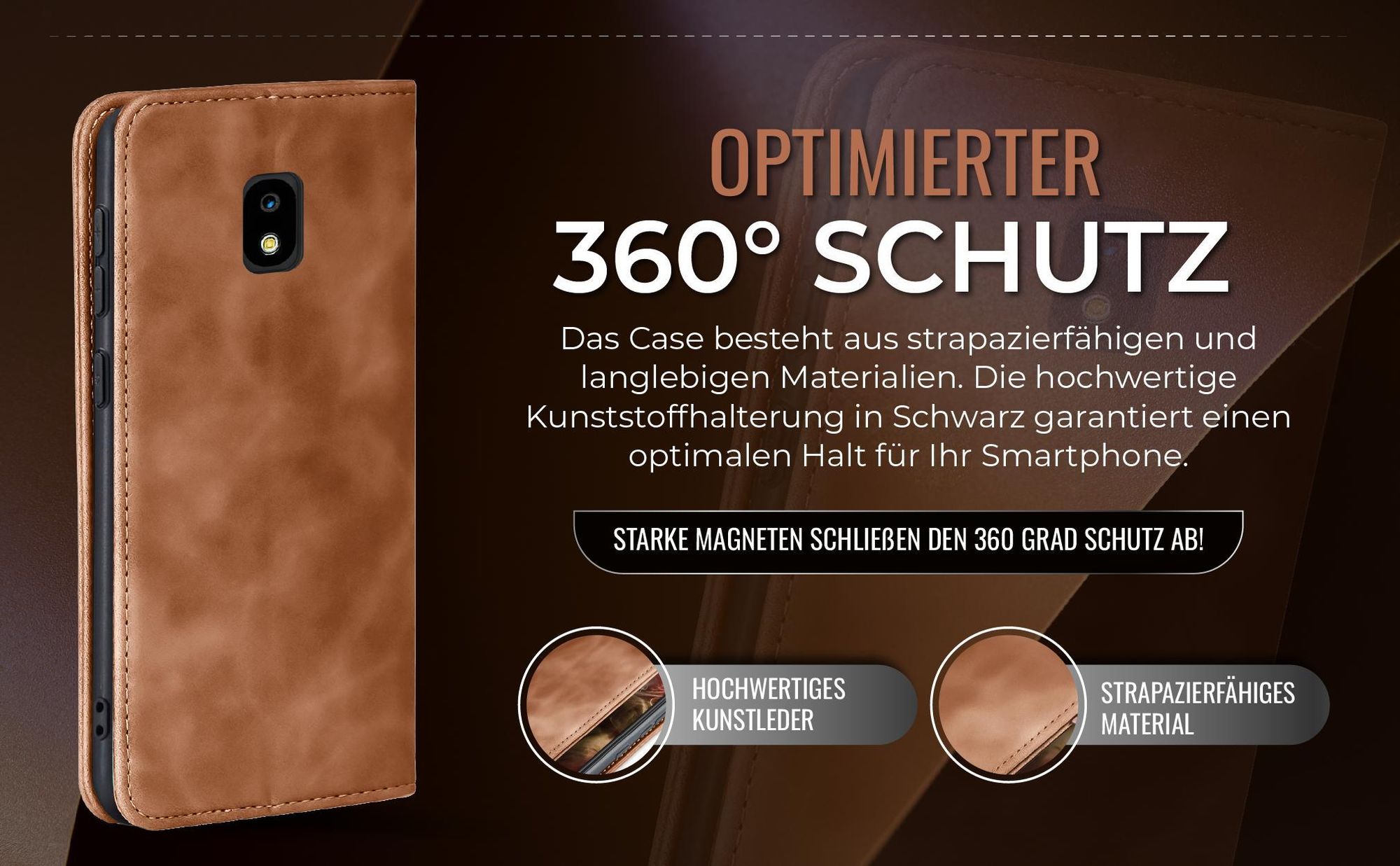Hellbraune Handyhülle für Samsung Galaxy J7 2017 mit 360 Grad Schutz