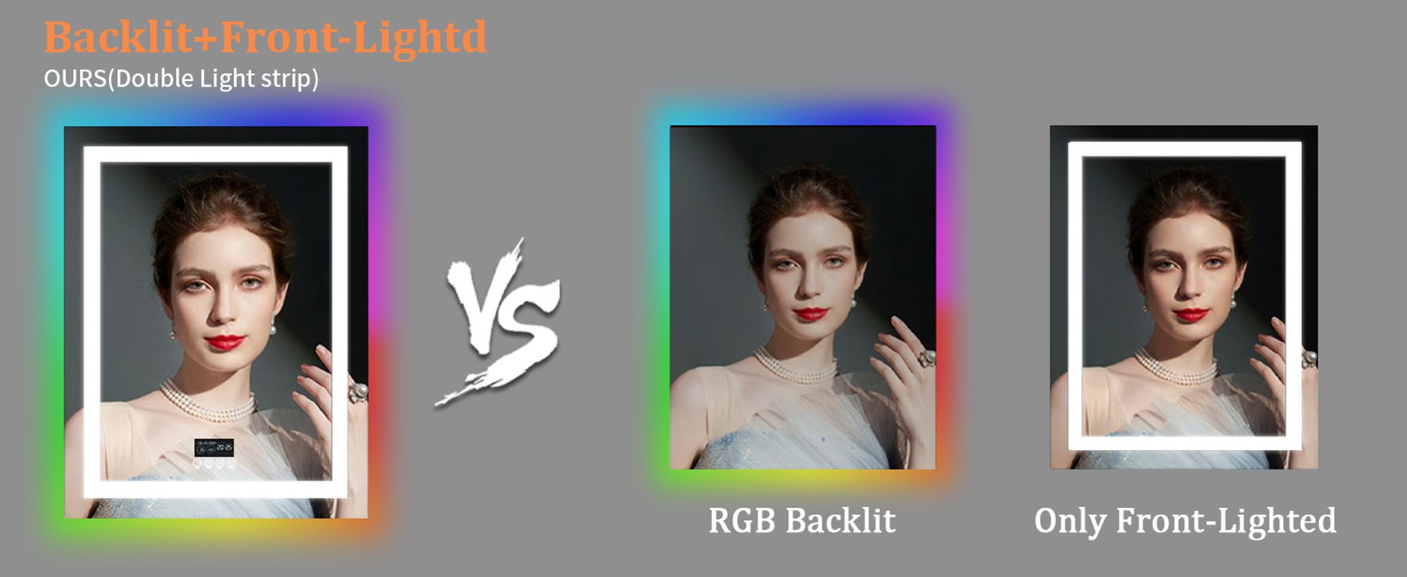 WISFOR LED Badspiegel mit Bluetooth Lautsprecher, 70×90cm RGB Wandspiegel Badezimmerspiegel mit Beleuchtung dimmbar Beschlagfrei Touchschalter