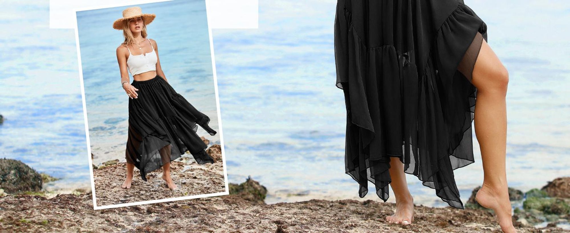 Sommerliches Maxikleid im Boho-Stil für Damen, lässiger asymmetrischer Saum