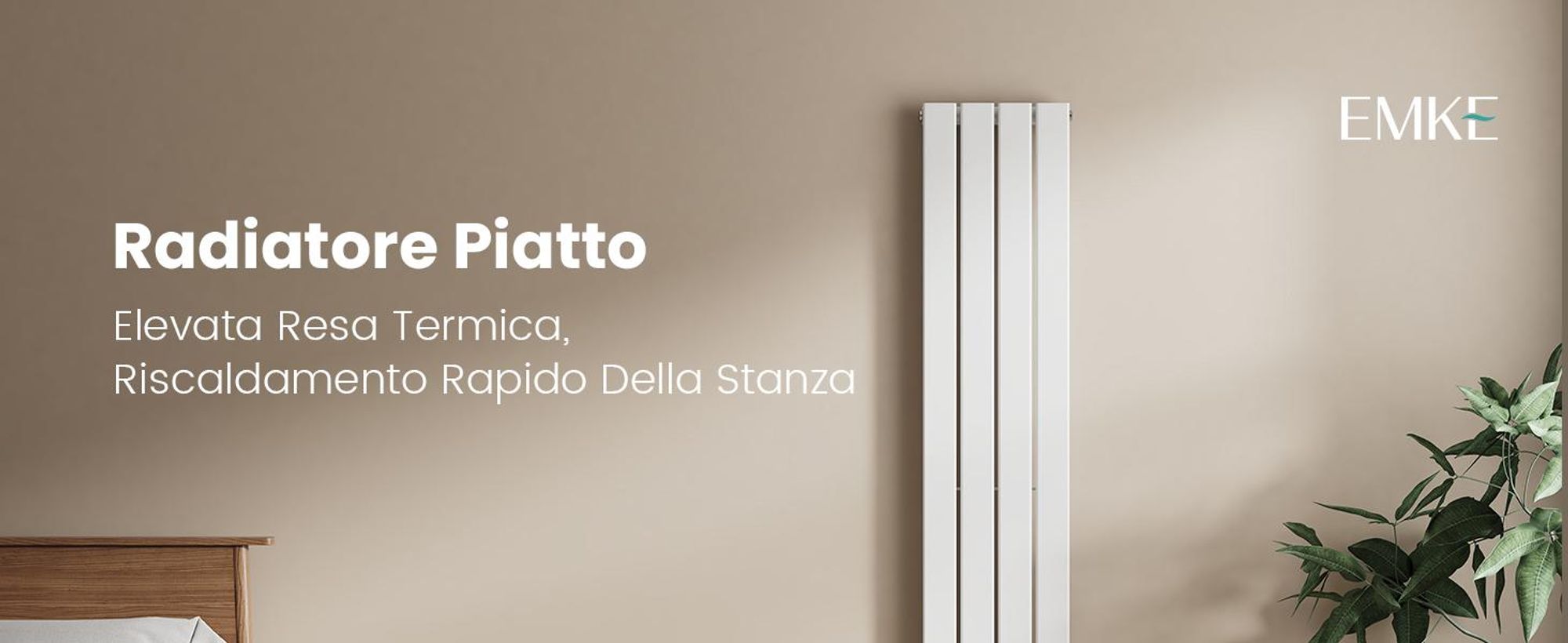 Radiatore EMKE Radiatore dal design piatto Radiatore a pannello Radiatore verticale monostrato Attacco centrale 160x30cm 501W Bianco senza elemento riscaldante