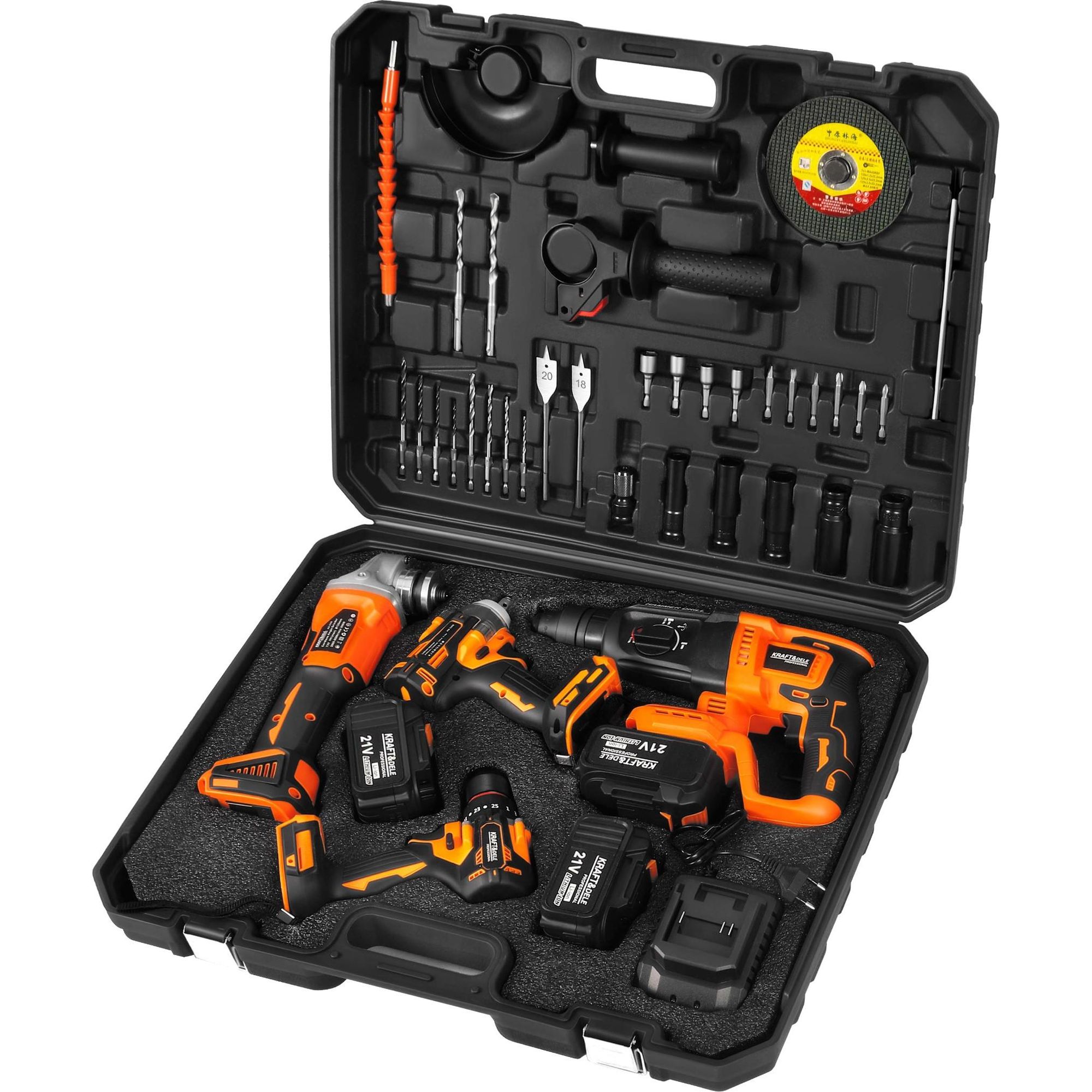 KRAFT&DELE | Akku-Werkzeugset im Koffer, 3x21V, 3000 mAh