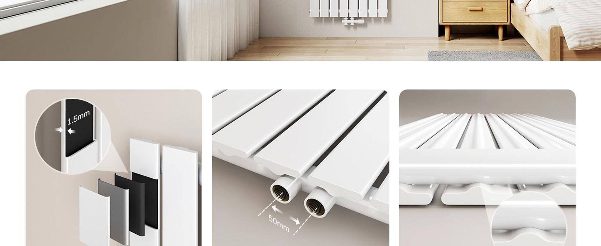 EMKE Heizkörper Vertikal Design Paneelheizkörper 1800x460mm Weiß Einlagig flach Mittelanschluss Heizung, 839W ohne Heizstab