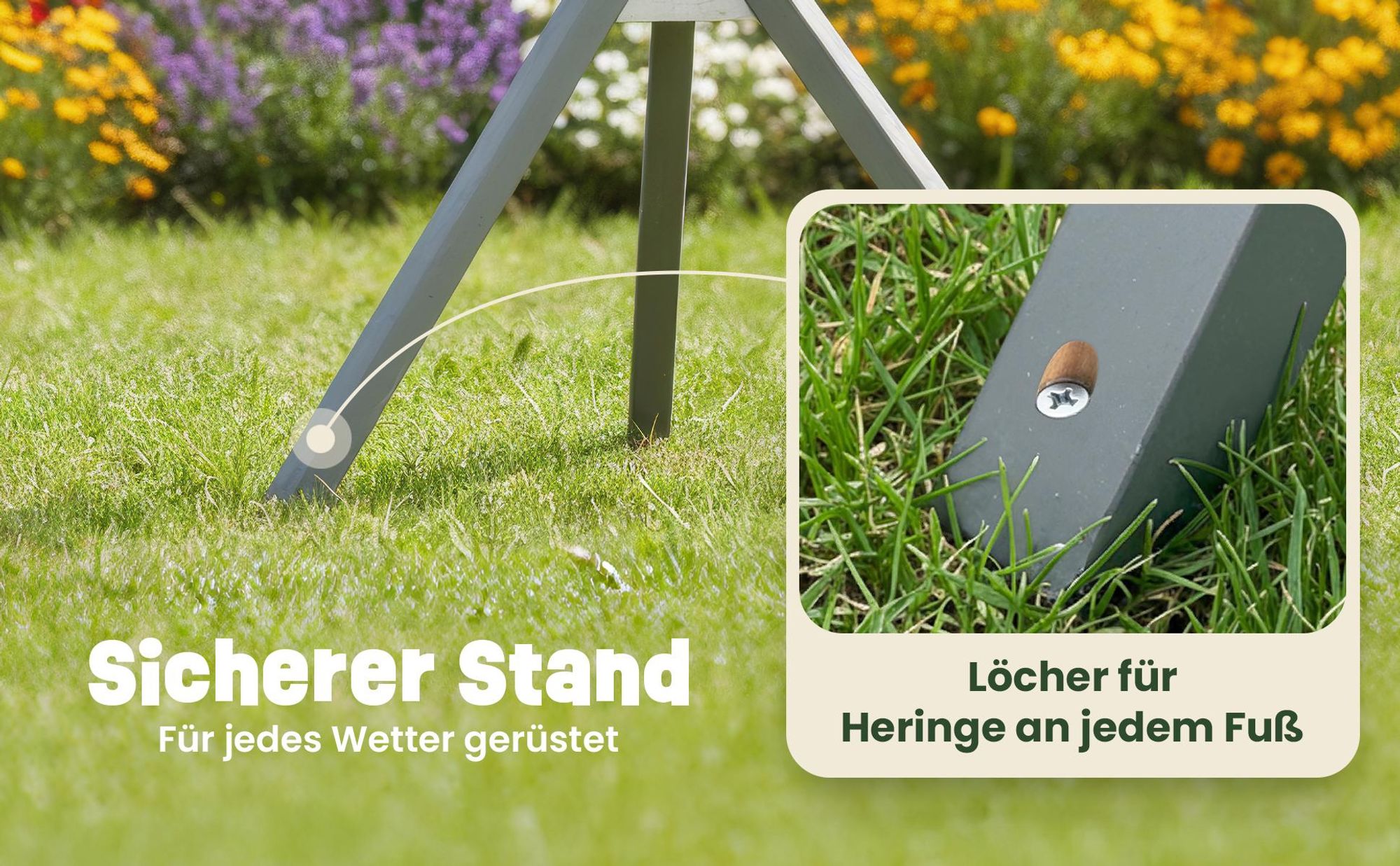 Vogelhaus mit Ständer zooprinz Bird Tower | Massivholz Kiefer | 120 cm Höhe | Futtersilo & Bitumendach | Wetterfest Weiß-Grau