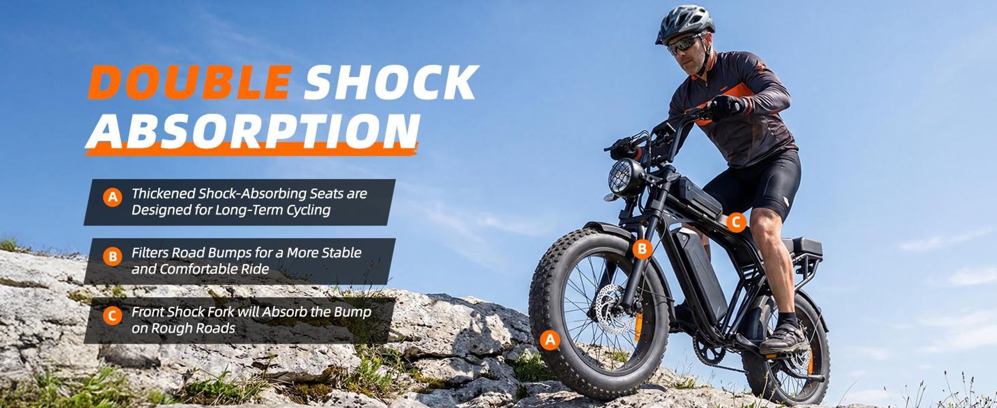 X5 20 Zoll E Bike，MTB E-Bikes mit 48V 15Ah Akku(80km), 25 km/h, NFC, Scheibenbremsen, Federgabel, Rücksitz