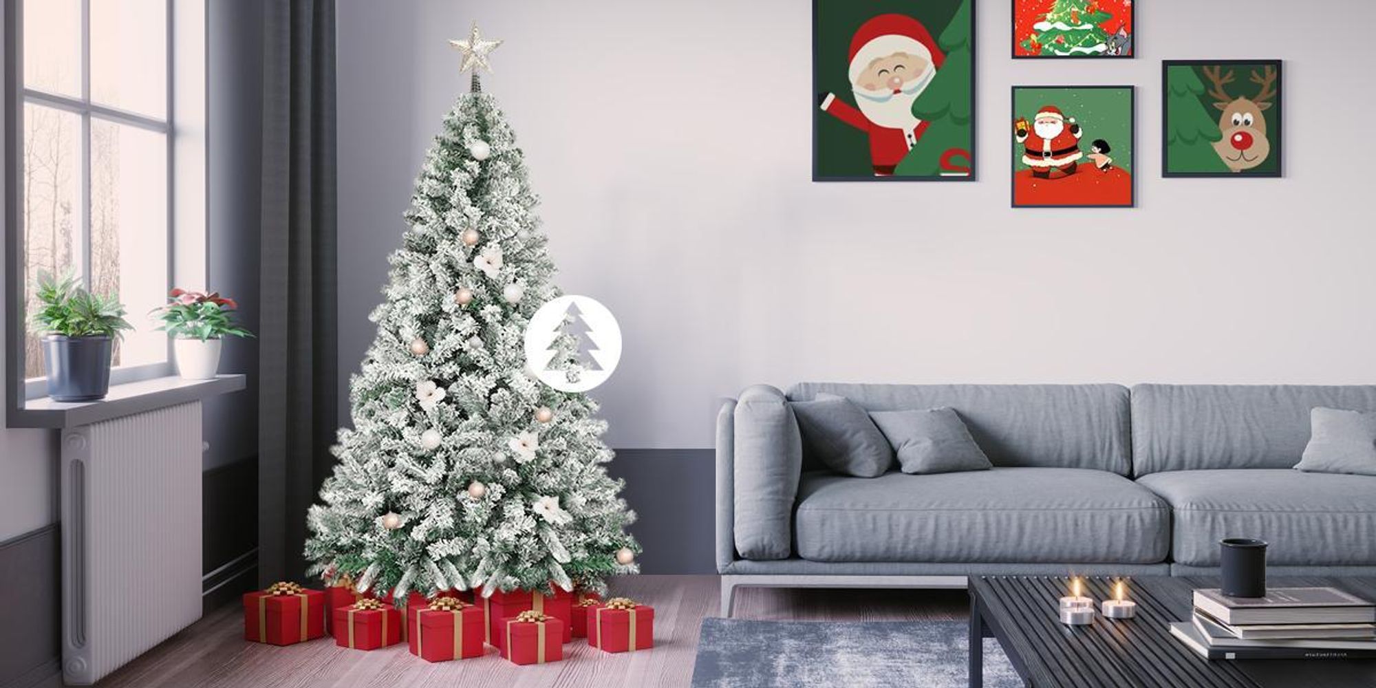 Albero di Natale artificiale in PVC da 210 cm con luci, design elegante, ideale per decorazioni d'interni, verde–ComfortXL | Leroy Merlin