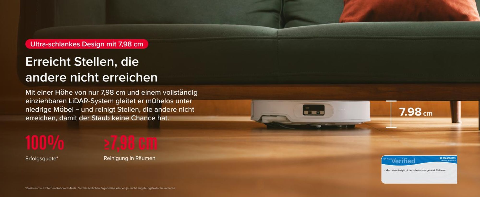 Roborock Qrevo Curv 2 Pro Staubsauger Roboter, 25.000 Pa Saugroboter mit Wischfunktion und Wischmopp-Hebefunktion, 100 °C Moppwäsche mit heißem Wasser