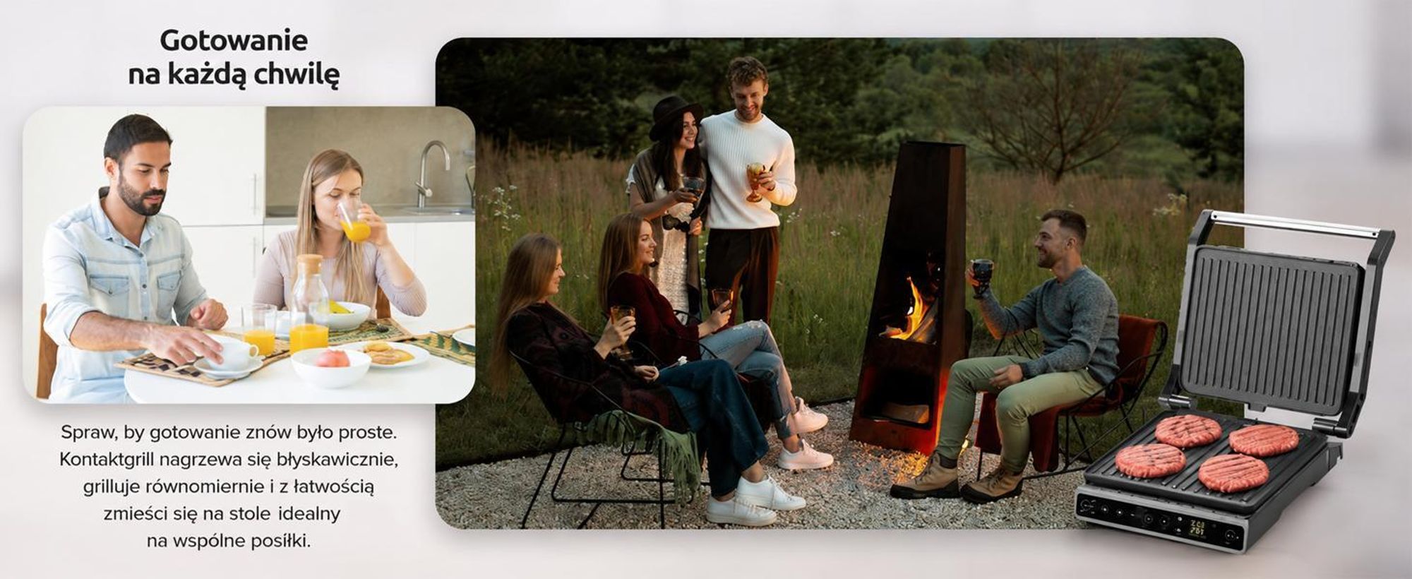 Grill kontaktowy Olvy, 1800W, grill elektryczny, opiekacz do kanapek, 7 programów, opiekacz do panini, grill wewnętrzny, płyty bez PFAS, grill stołowy