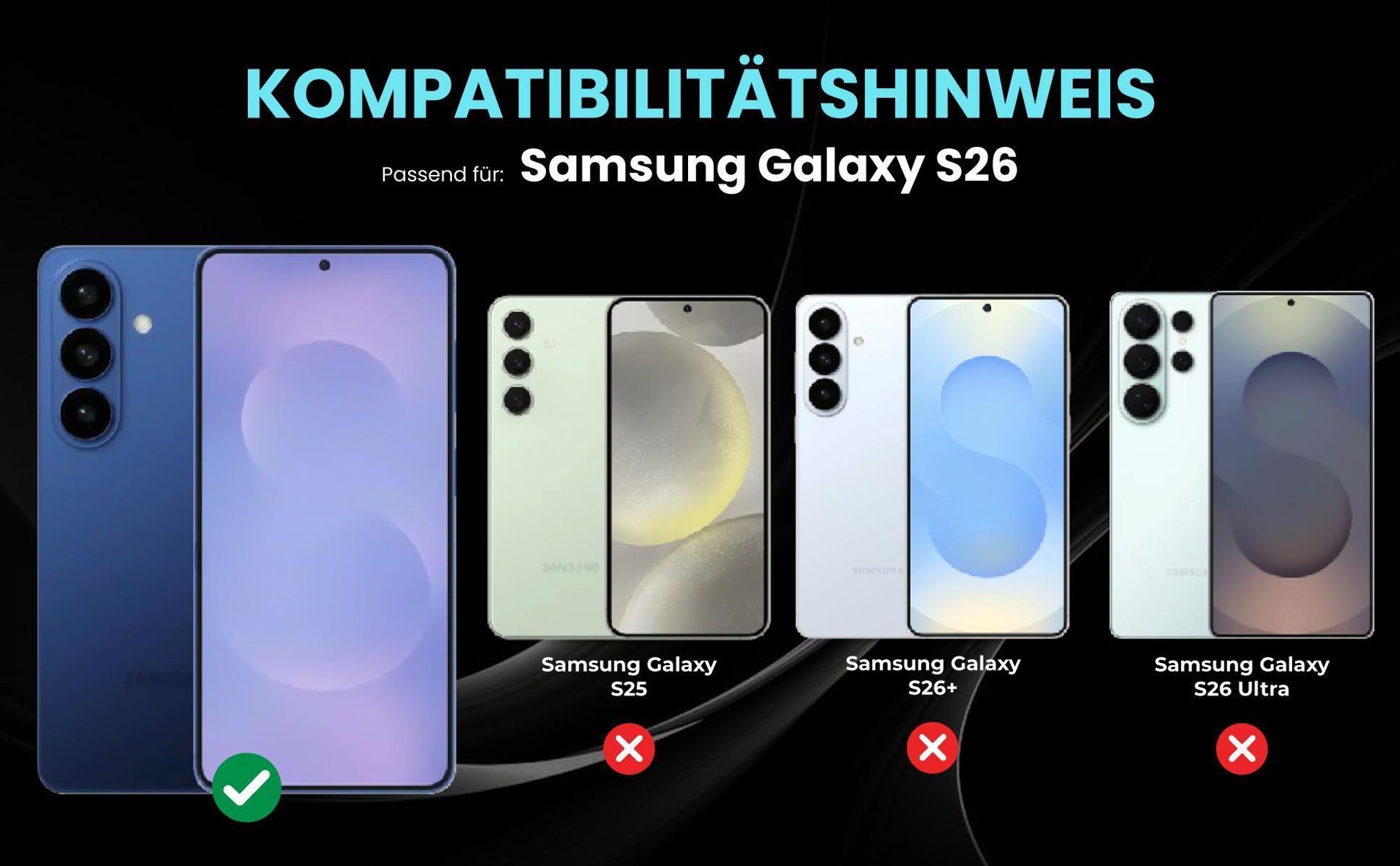 Kompatibilitätshinweise Hülle für Samsung Galaxy S26