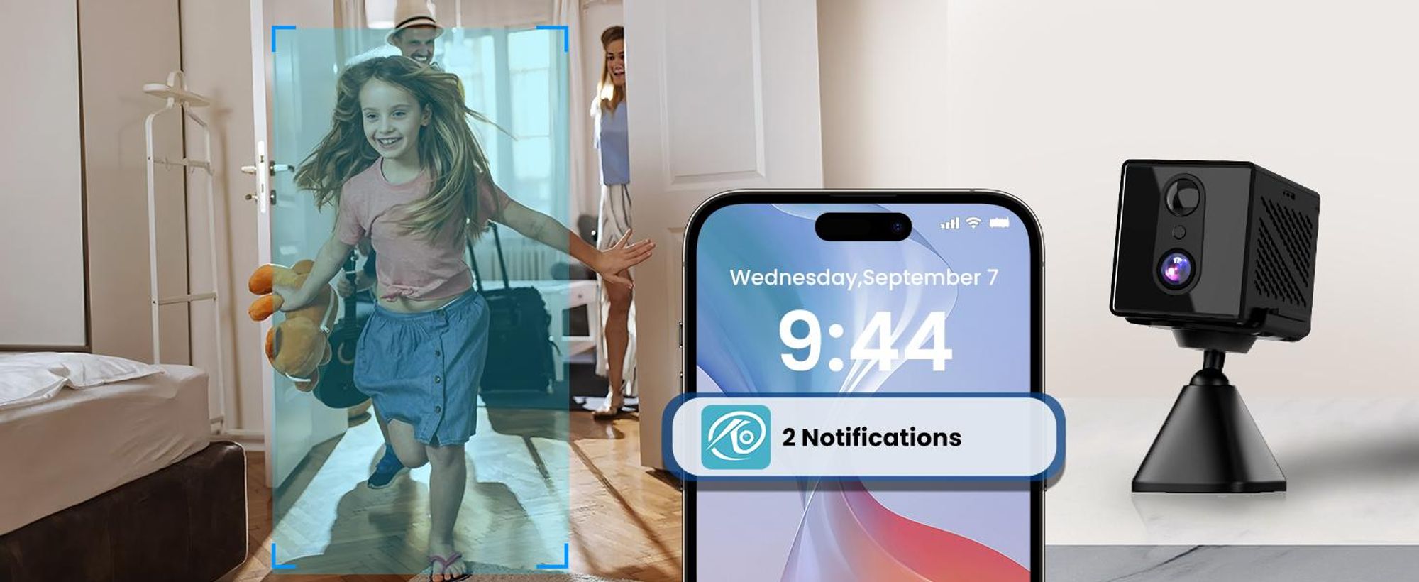 Mini Kamera, 4K HD 5G WiFi Überwachungskamera Innen, Kamera Überwachung Innen, er Cloud-Speicher, Lange Standby Akku Kamera, Bewegungsmelder