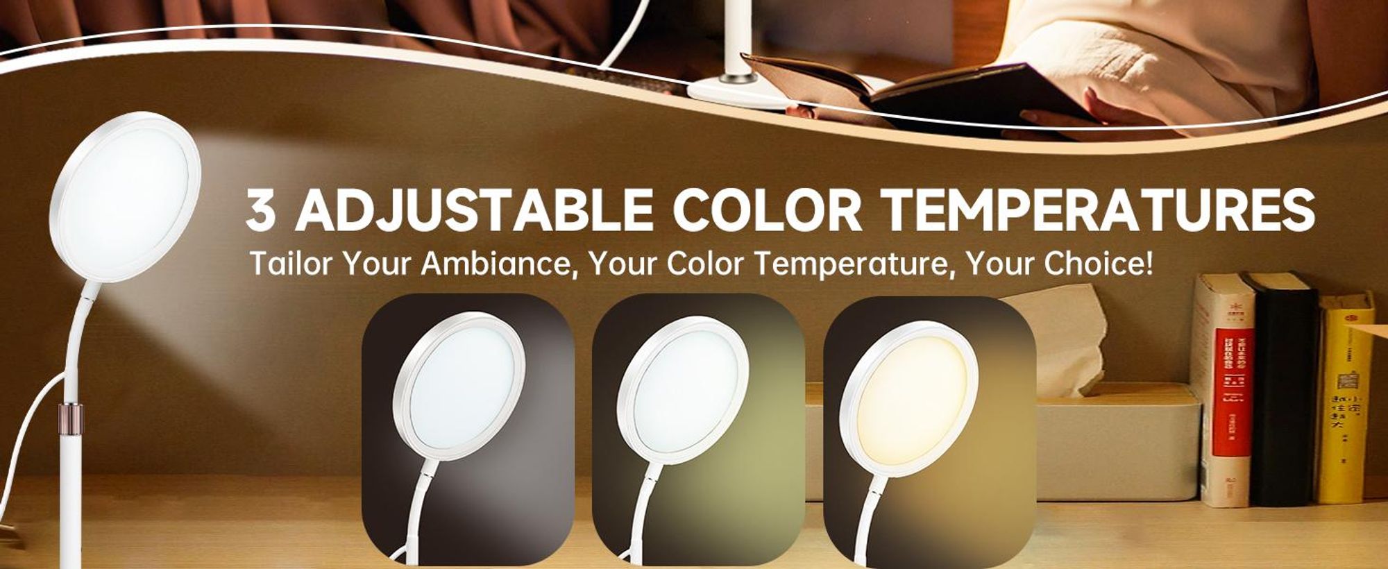 Tageslichtlampe 10000 Lux, Lichttherapielampe mit 3 Einstellbaren Lichtfarben, 9 Helligkeiten Einstellbar und Timer-Einstellungen,UV-Freie Sonnenlampe