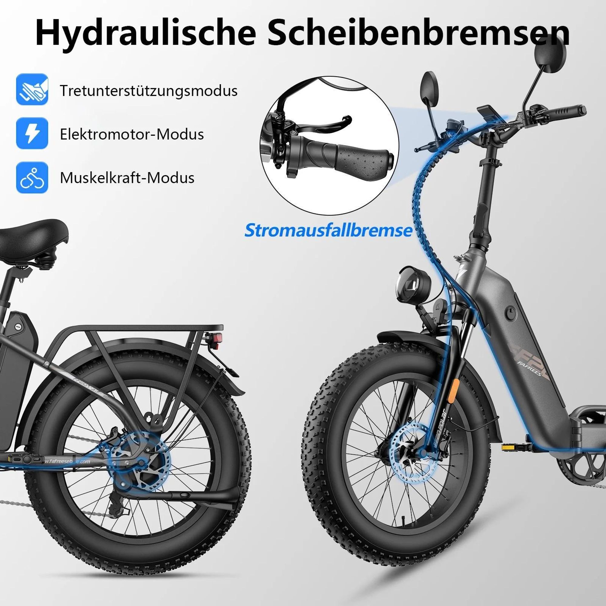 E-Bike FAFREES FF20 Polar - Batterie 48V12*2AH 20" Hydraulische Scheibenbremse - Grau Blau