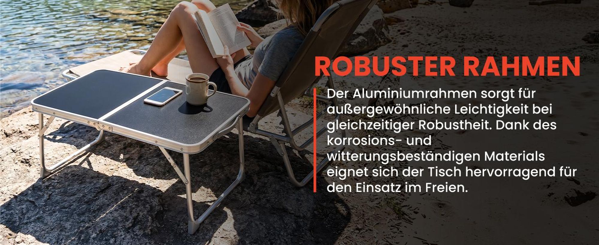 Campingtisch Klapptisch 60*40cm Tragbarer Gartentisch mit Koffer Schwarz