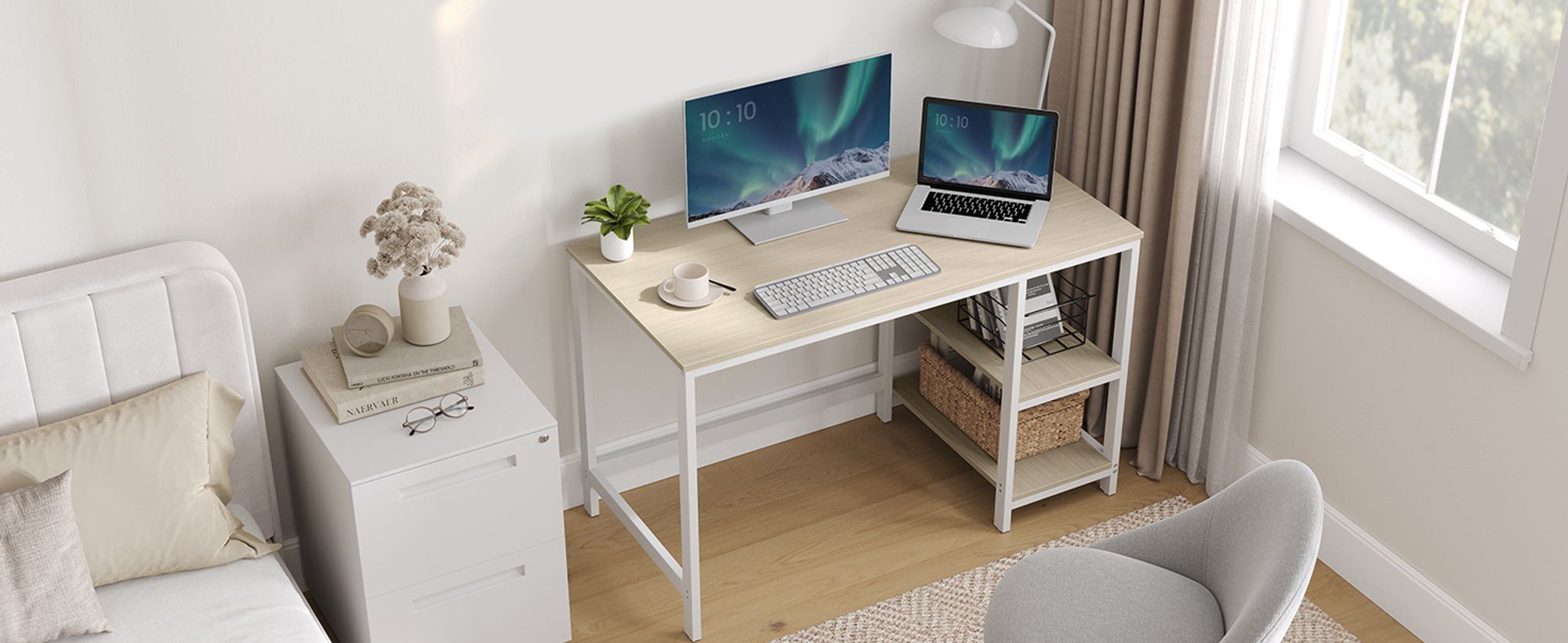 VASAGLE Computertisch Schreibtisch mit 2 Regale 120 x 75 x 60 cm