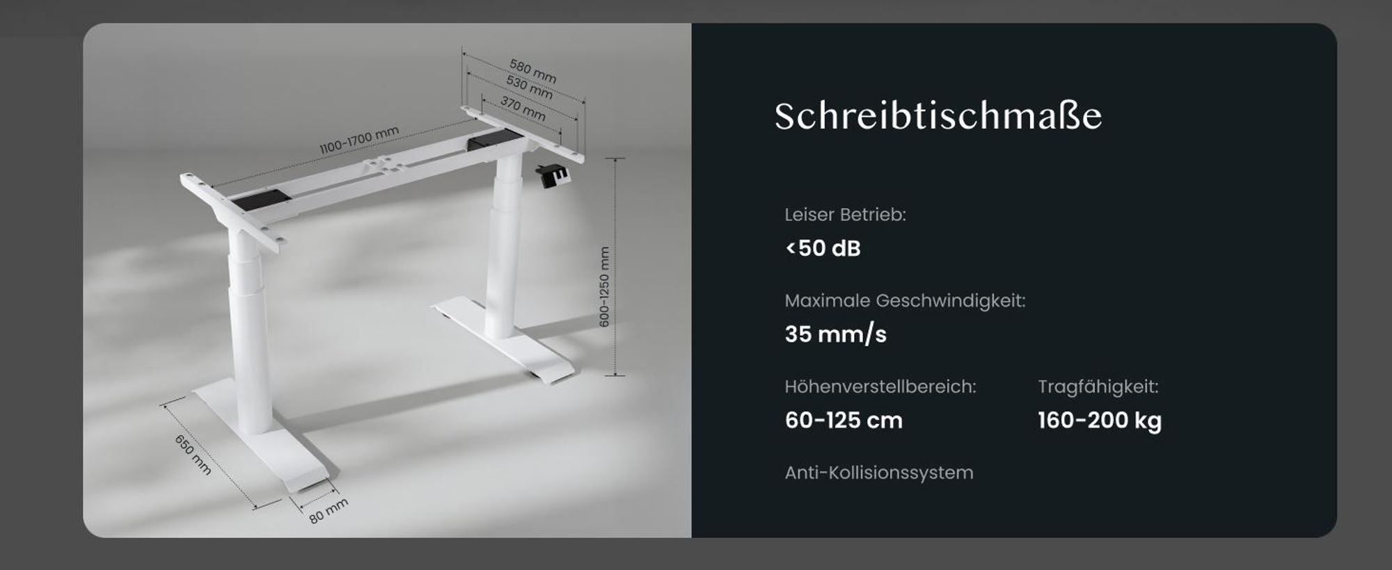 FLEXISPOT CylineX Pro Höhenverstellbarer Schreibtisch Elektrisch, Ovaler Beindesign, 200KG Tragkraft, Dualmotor, Klavier-Tasten-Bedienfeld, Weiß