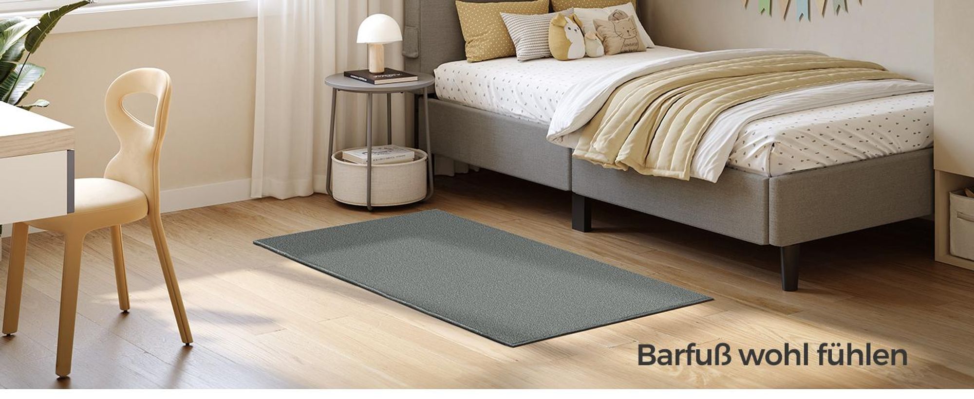 SONGMICS Kurzflorteppich, 120 x 170 cm, rutschfester, maschinenwaschbar, grau, Wohnzimmerteppich