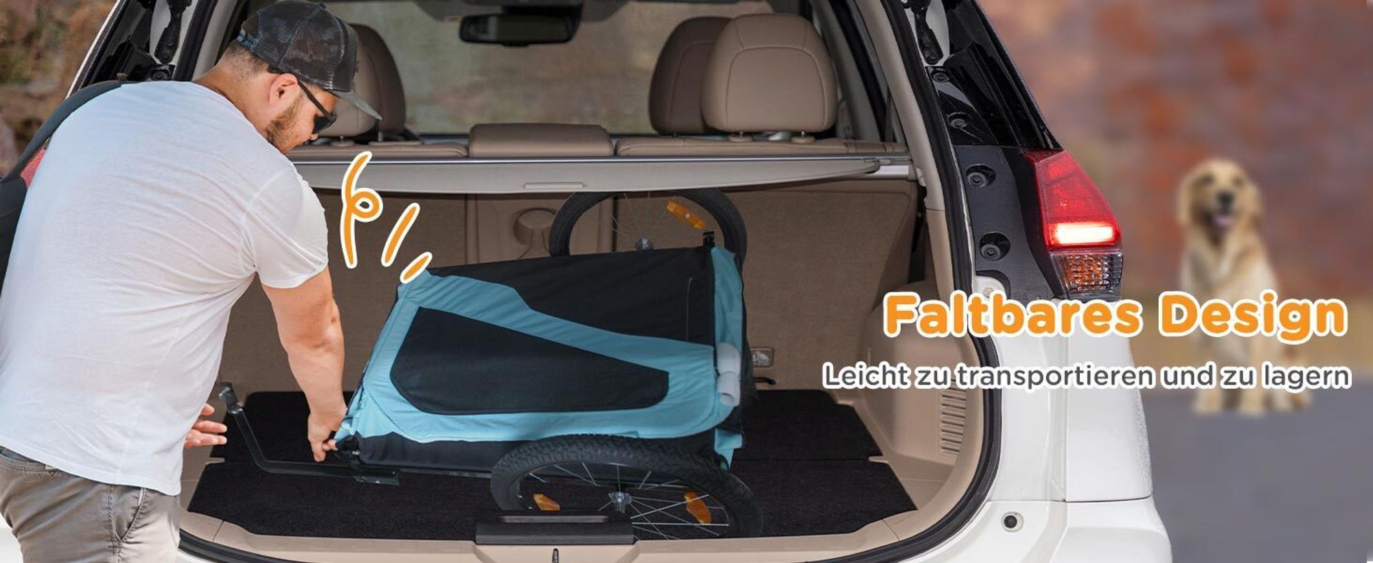 PawHut 2-in-1 Hundeanhänger Fahrradanhänger für Hunde Hundewagen mit Reflektoren