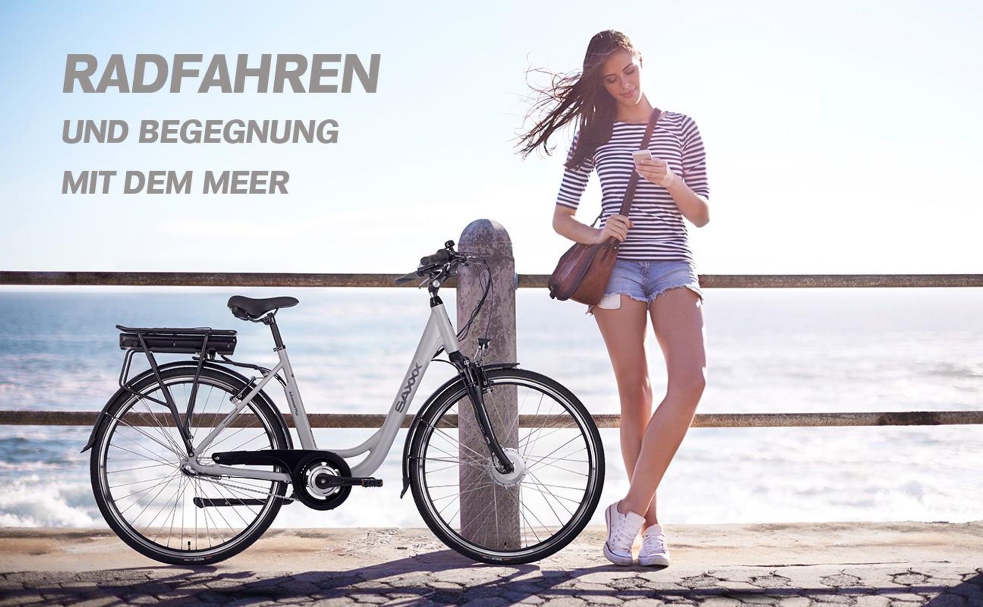 SAXXX E-Bike, ADVANCED Plus Wave Tiefeinsteiger Elektrofahrrad, 375Wh integrierter Akku, Shimano Nexus 3-Gang, City E-Bike
