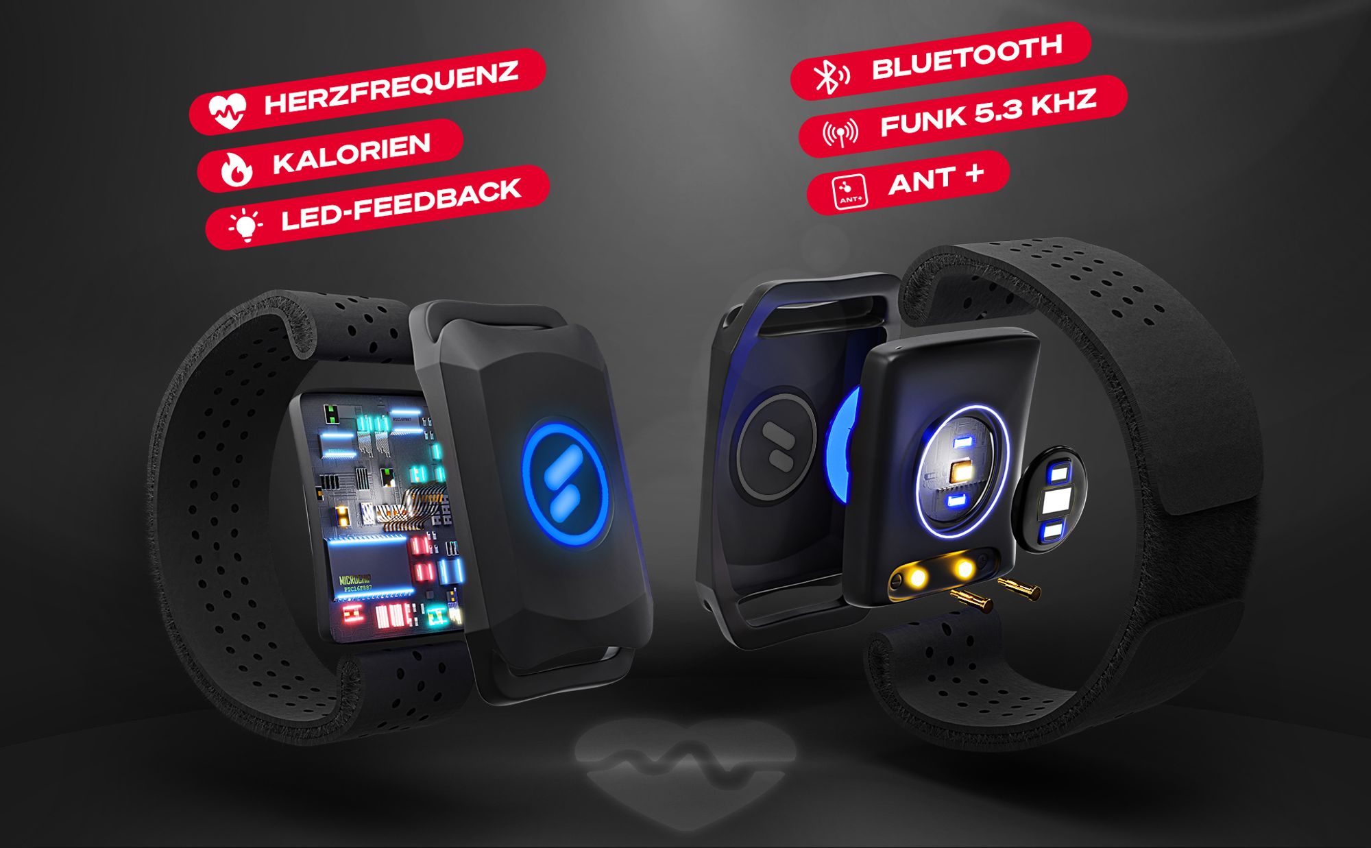 Sportstech Pulsmesser sPulse | Bluetooth & ANT+ | LED Feedback