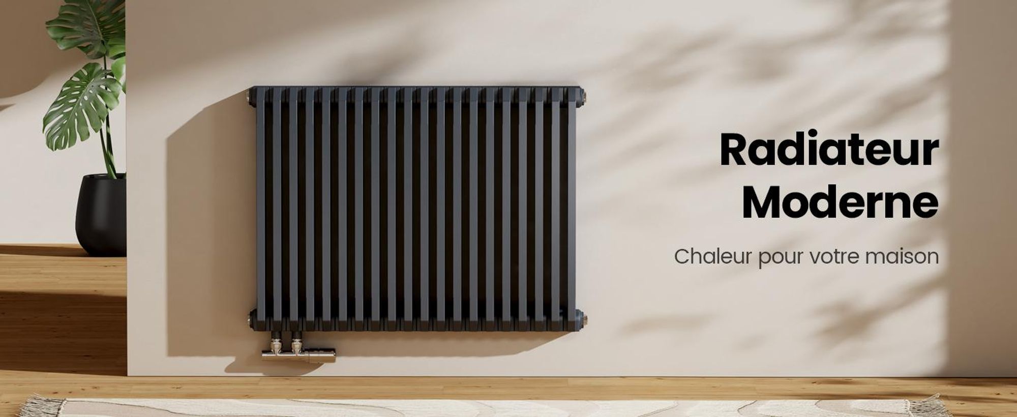 EMKE Radiateur design en forme de D 600x840mm 1383W Red Dot Award Winner Anthracite - Montage horizontal, pour 18,4 m², salle de bain & salon sans radiateur