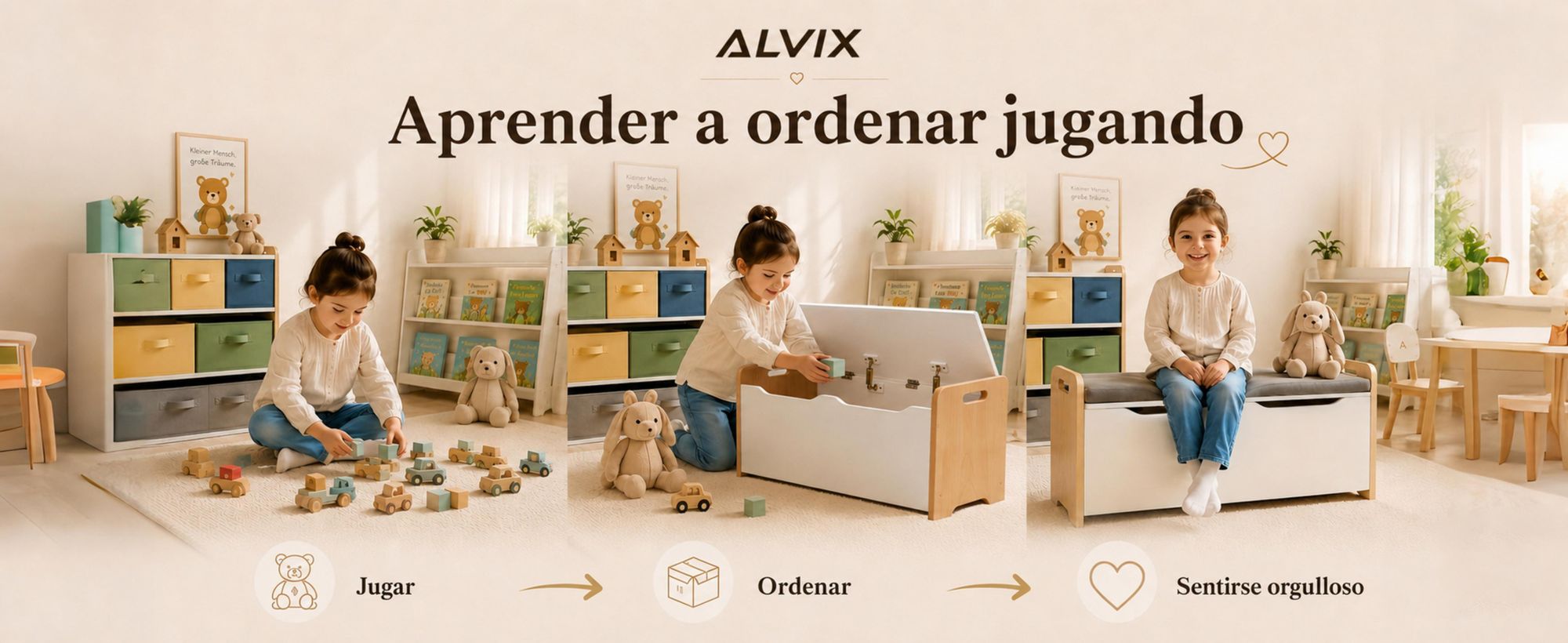 Caja de juguetes ALVIX con banco y cojín de 3 cm de grosor, banco infantil con espacio de almacenamiento, caja de juguetes con tapa de cierre suave, caja de almacenamiento para juguetes