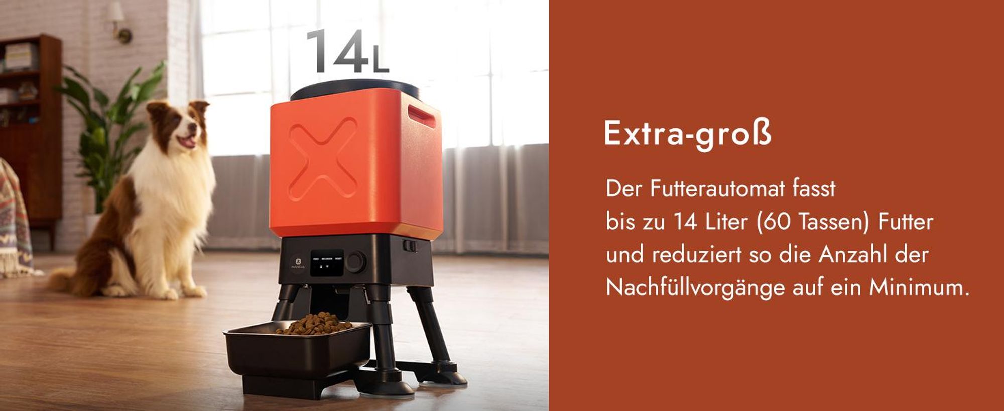 Molly&Cody 14L Automatischer Futterautomaten Futterspender, WiFi Intelligenter Automat, Futternapf Automat für Hund und Katze (APP-Steuerung)