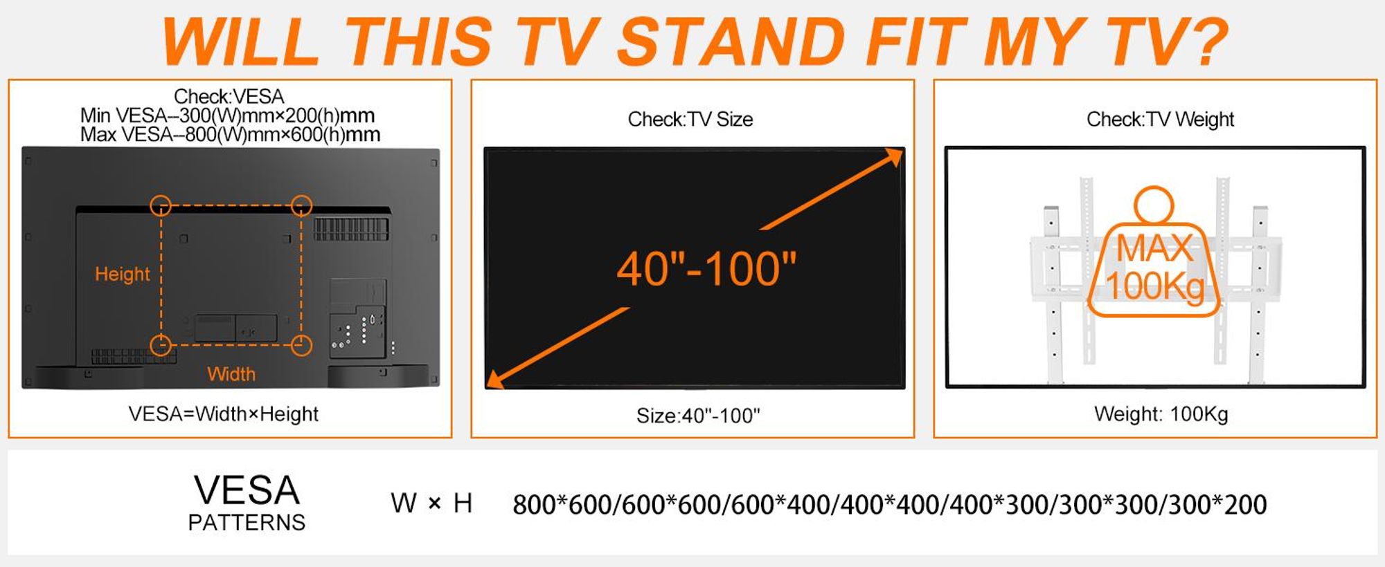 WISFOR TV Standfuss Höhenverstellbar, TV Ständer Rollbar, TV Wagen mit Ablagen für 40-100 Zoll Fernsehstand, VESA 800x600mm, bis Max 100kg