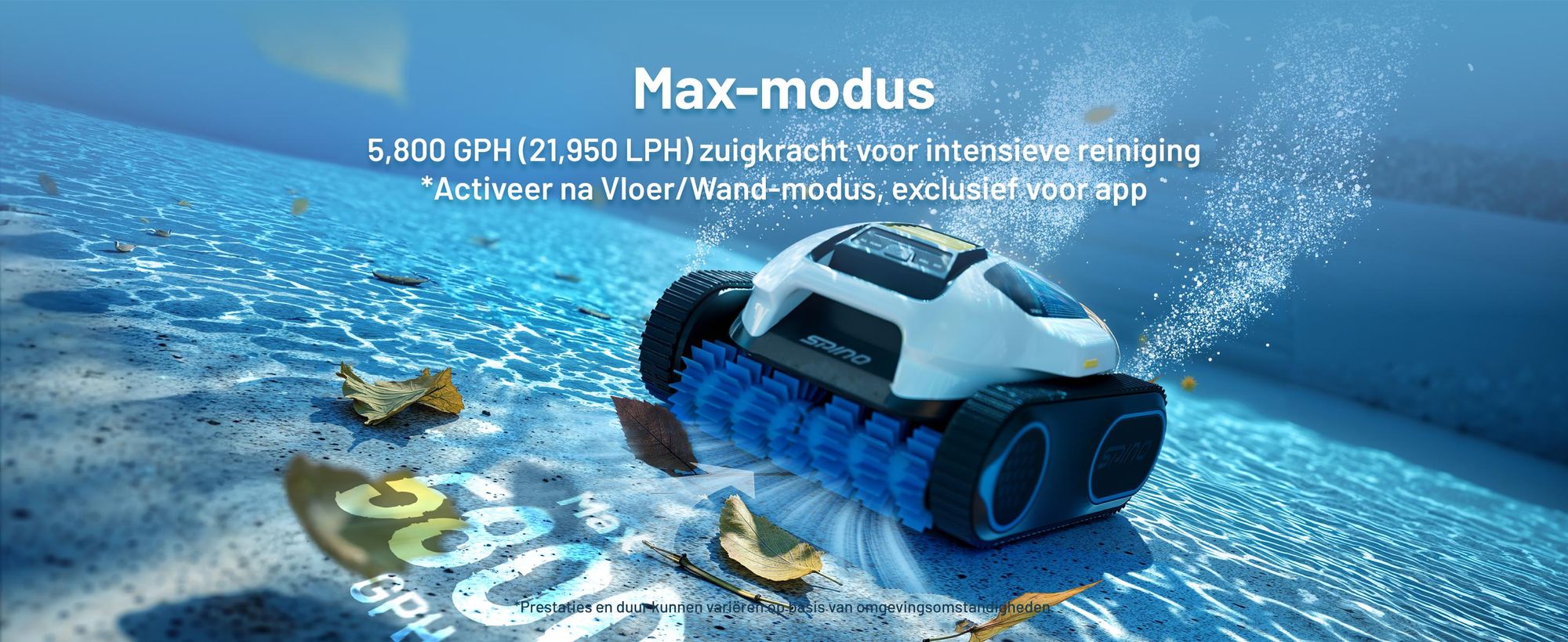 Mammotion zwembadrobot Spino E1 draadloze zwembadstofzuiger voor zwembaden tot 150 m², 6 Ah, 210 min looptijd, app, voor vloer, muur, waterleidingen