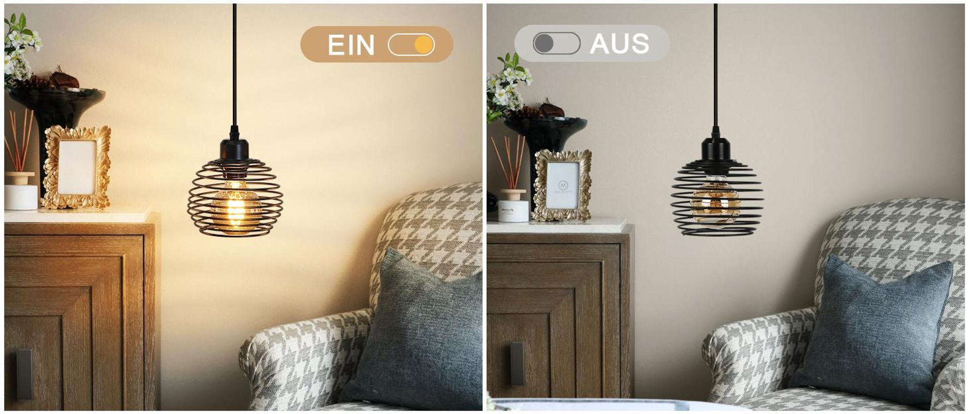 ZMH Lampe à suspendre Vintage Lampe à suspendre 1 flamme : noire industrielle Lampe à suspendre avec fiche et interrupteur Lampe à suspendre Douille E27 avec 4.5M de câble Lampe rétro suspendue pour chambre à coucher salon cuisine