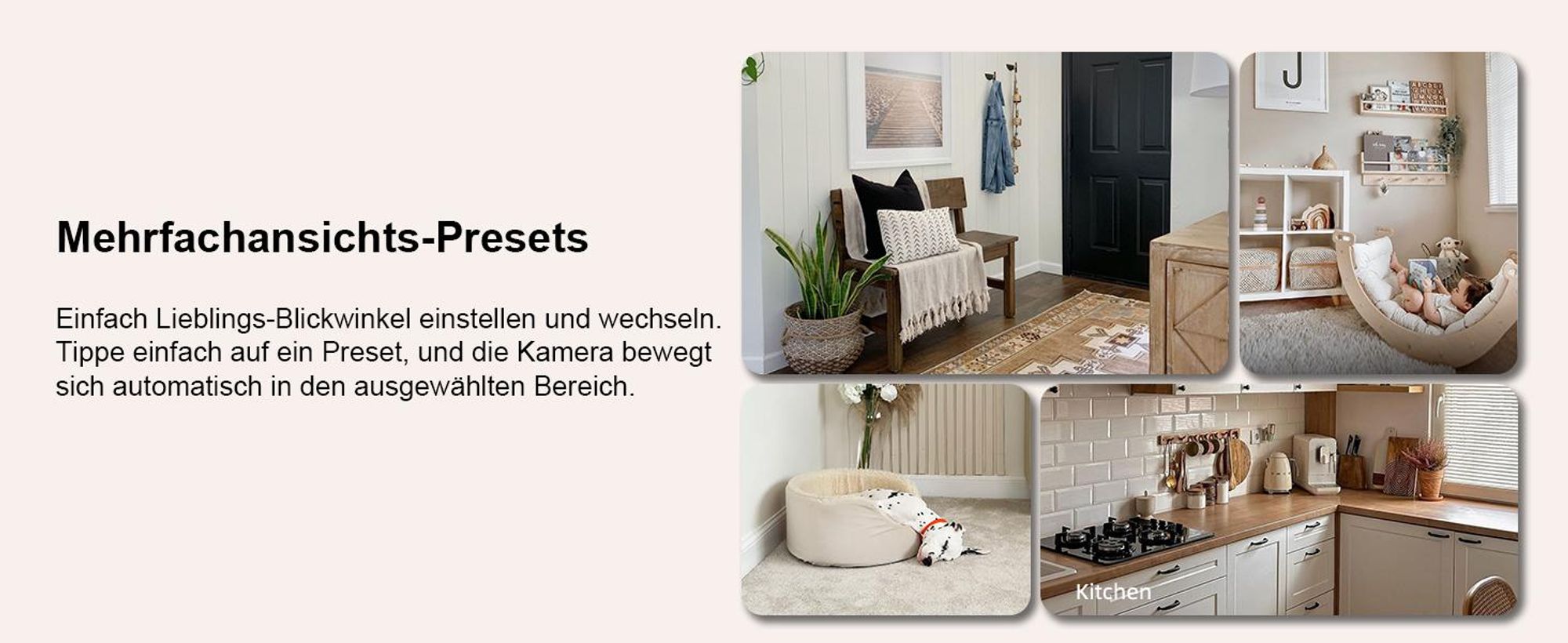 Drahtlose Innen-Dualkamera 1080p, Farb-Nachtsicht, Zwei-Wege-Kommunikation für Baby- und Haustierüberwachung