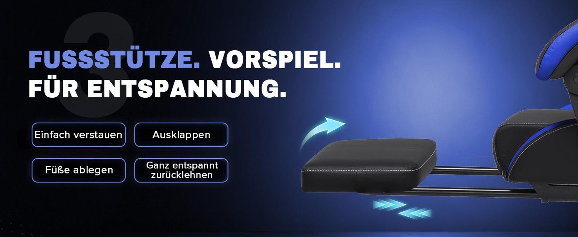 GTPLAYER Gaming Stuhl Bürostuhl Gaming Sessel mit Fußstütze, Ergonomischer Gamer Stuhl mit Verbundenen Armlehnen, Höhenverstellbaren Schreibtischstuhl