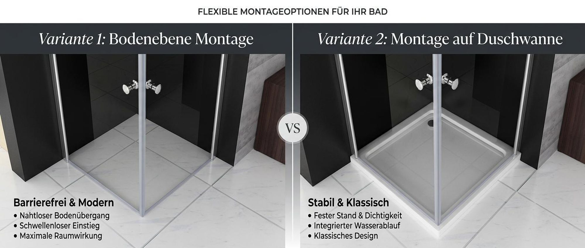 Duschkabine Eckeinstieg 80x80 x185 cm Schwingtür Duschwand mit Doppel Schwingbar Duschtür ESG Glas, Drehfalttür komplett Dusche Duschabtrennung