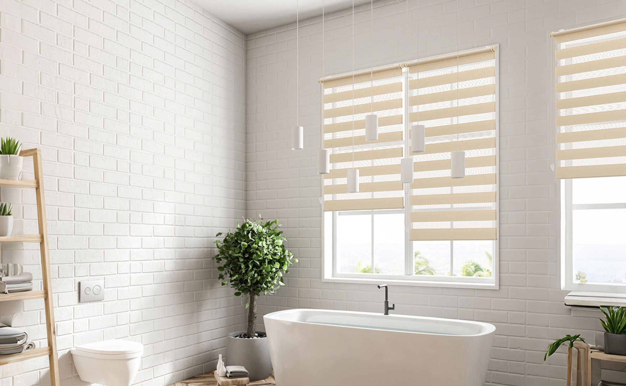 Doppelrollo 90x100cm Gelb-Leinen Duo Rollo Klemmfix ohne Bohren Jalousie Rollos für Fenster und Tür