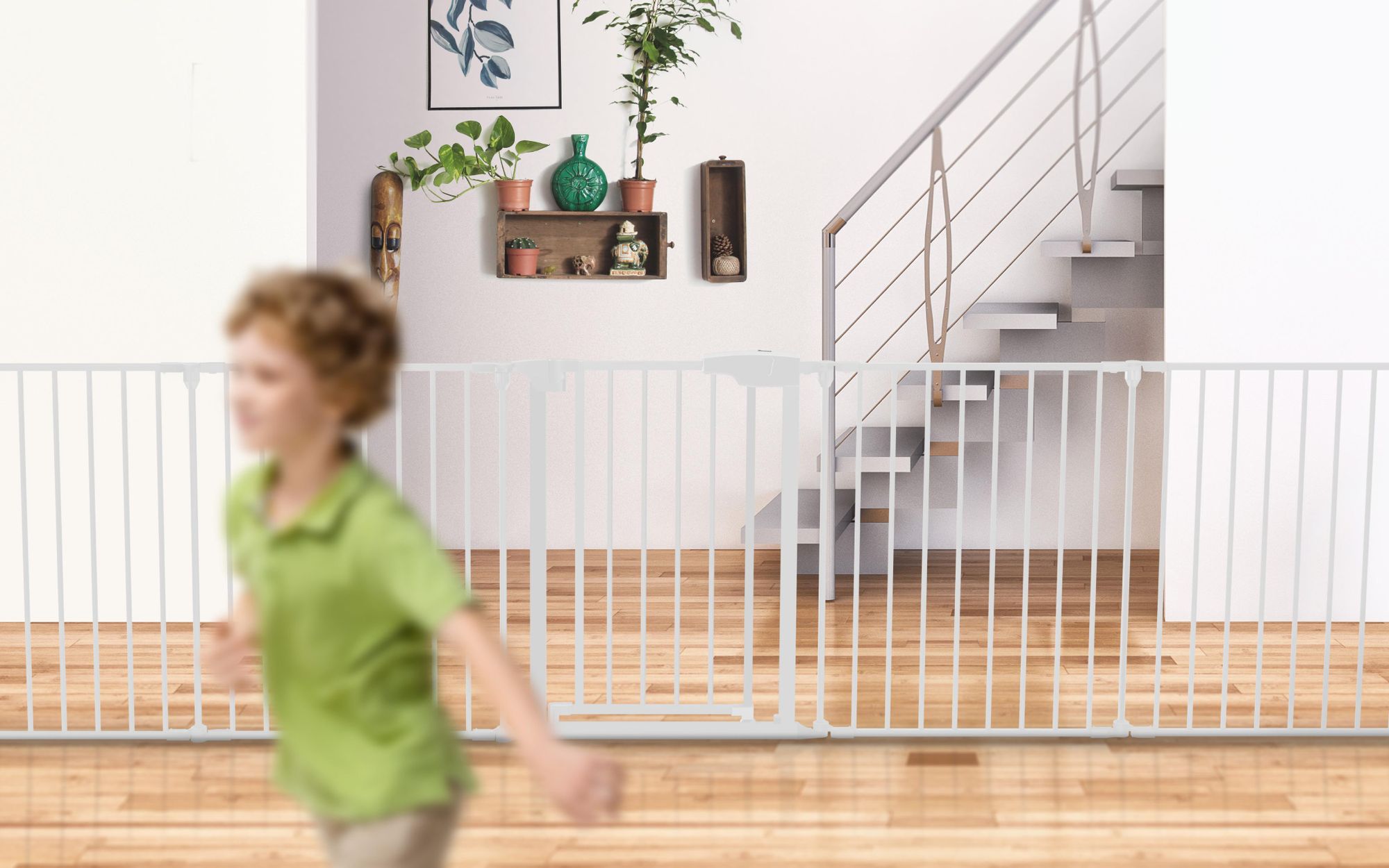 2in1 Laufstall und Laufgitter Tulano Guardian 6.0 White, 317cm 5-teilig Elemente Close N Stop Beidseitig Schwenkbar Metall