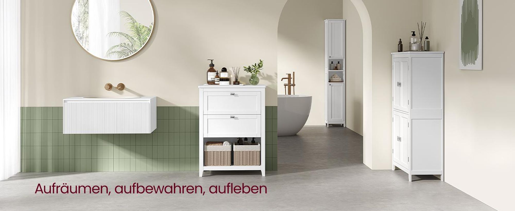 VASAGLE Badezimmerschrank, Badschrank mit 2 Schubladen, eine davon mit Trennwänden, 2 Körbe, Aufbewahrungsschrank, 30 x 60 x 80 cm, Wolkenweiß