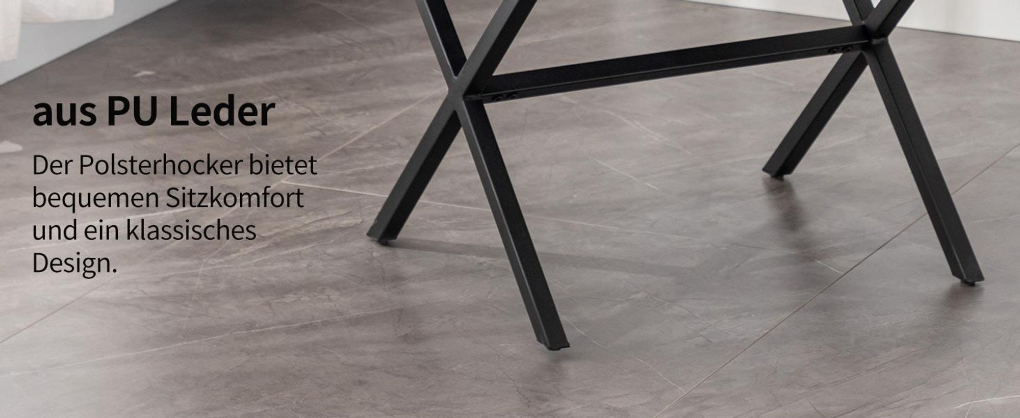 Duhome Sitzhocker KunstlederPolsterhocker Fußhocker Gepolstert Moderner Hocker mit Metallgestell für Flur Wohnzimmer Schlafzimmer, Braun
