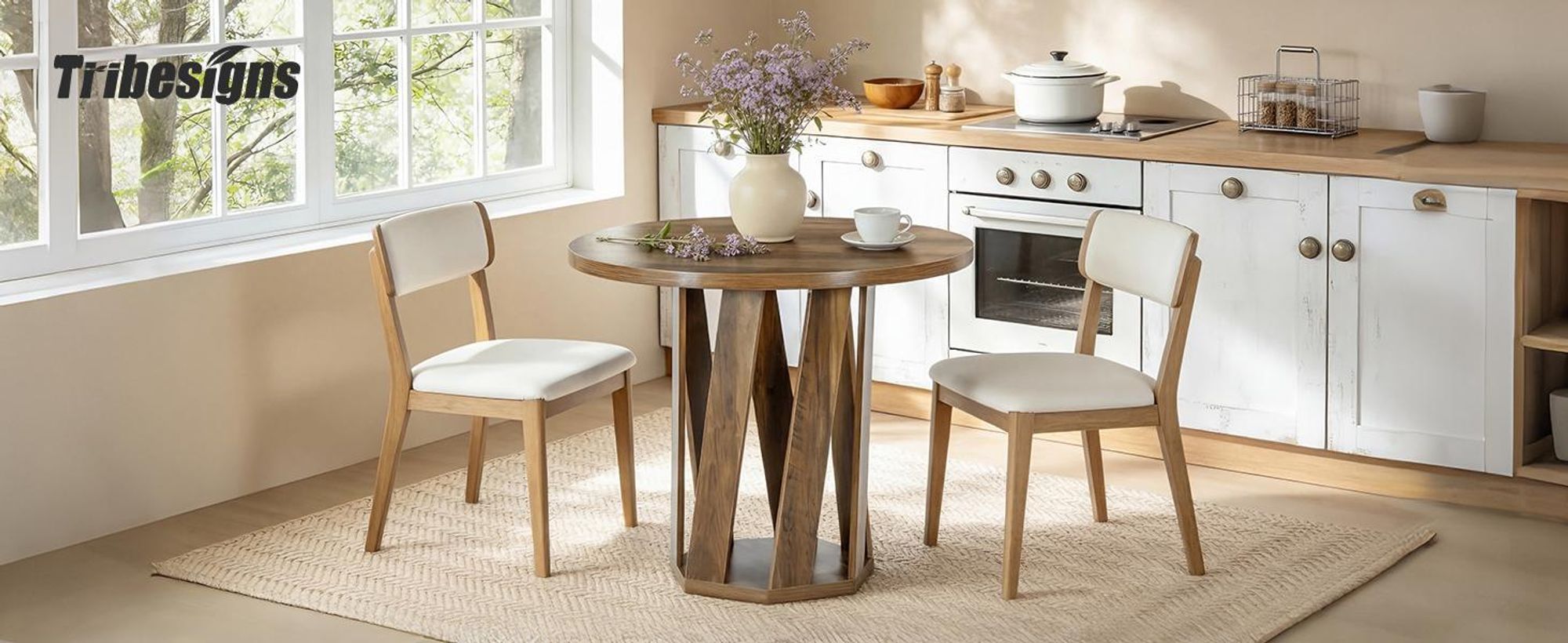 Tribesigns Tavolo da pranzo rotondo per 2-4 persone, 80 cm, tavolo da cucina rustico in legno in stile country, ideale per sala da pranzo, soggiorno, marrone rustico